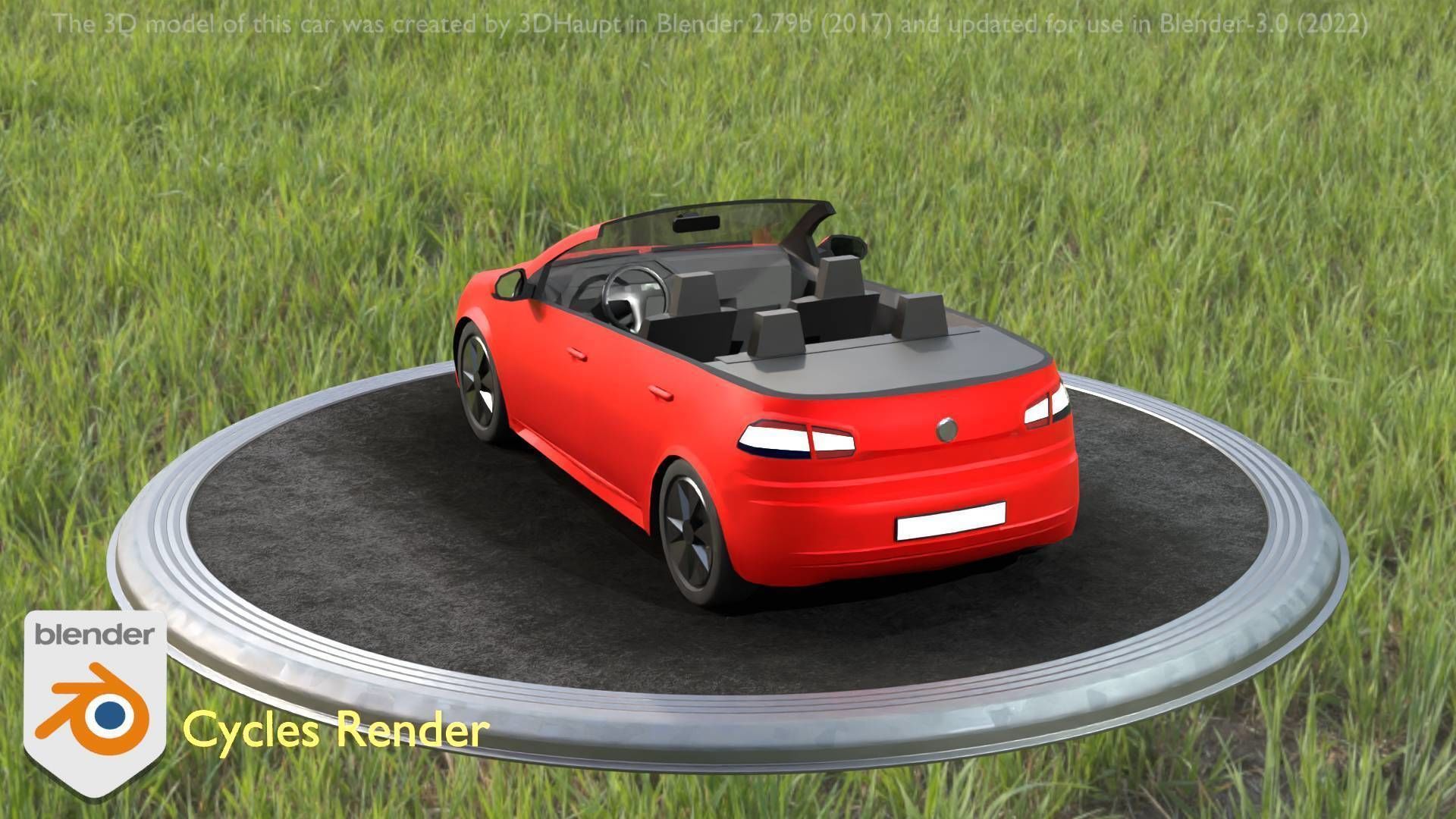 City Car 27 Compact Class Convertible Open Type-C Red Low-poly 3D model_103