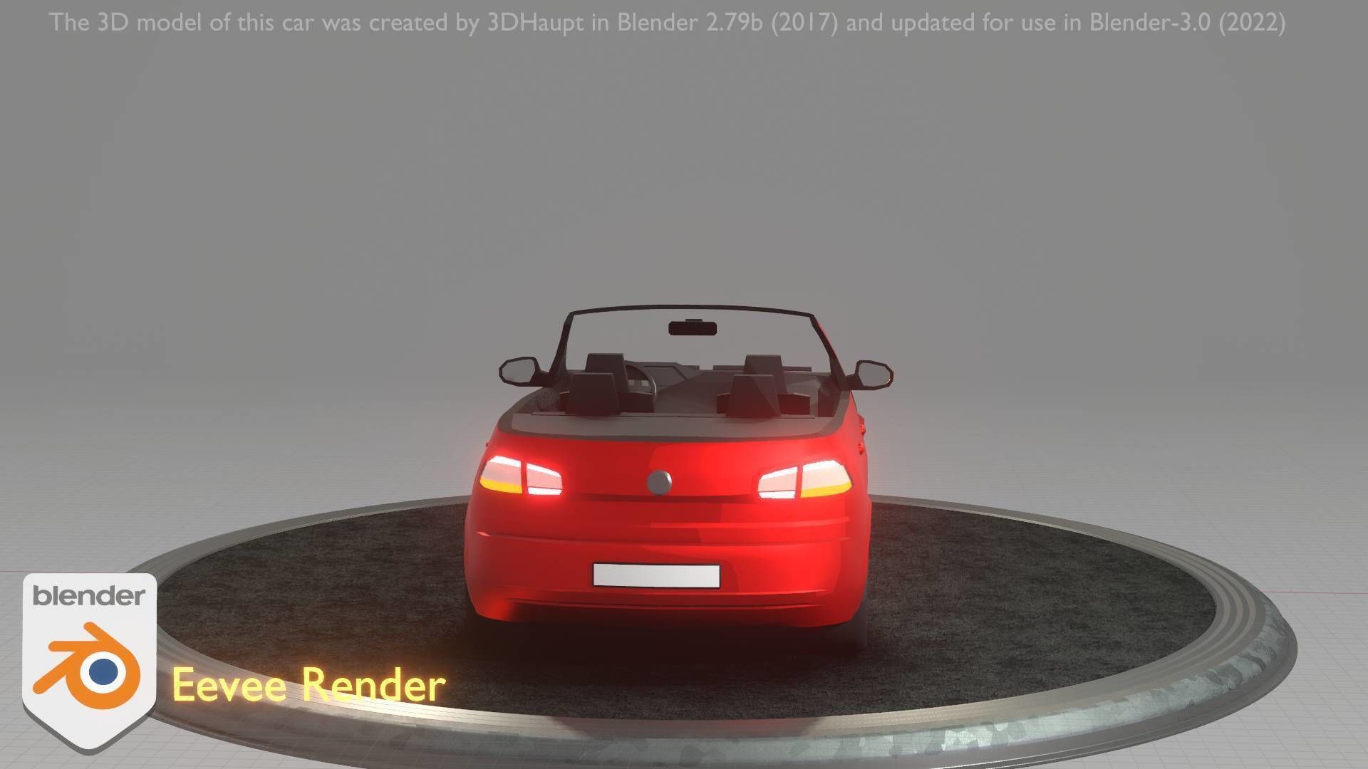 City Car 27 Compact Class Convertible Open Type-C Red Low-poly 3D model_40