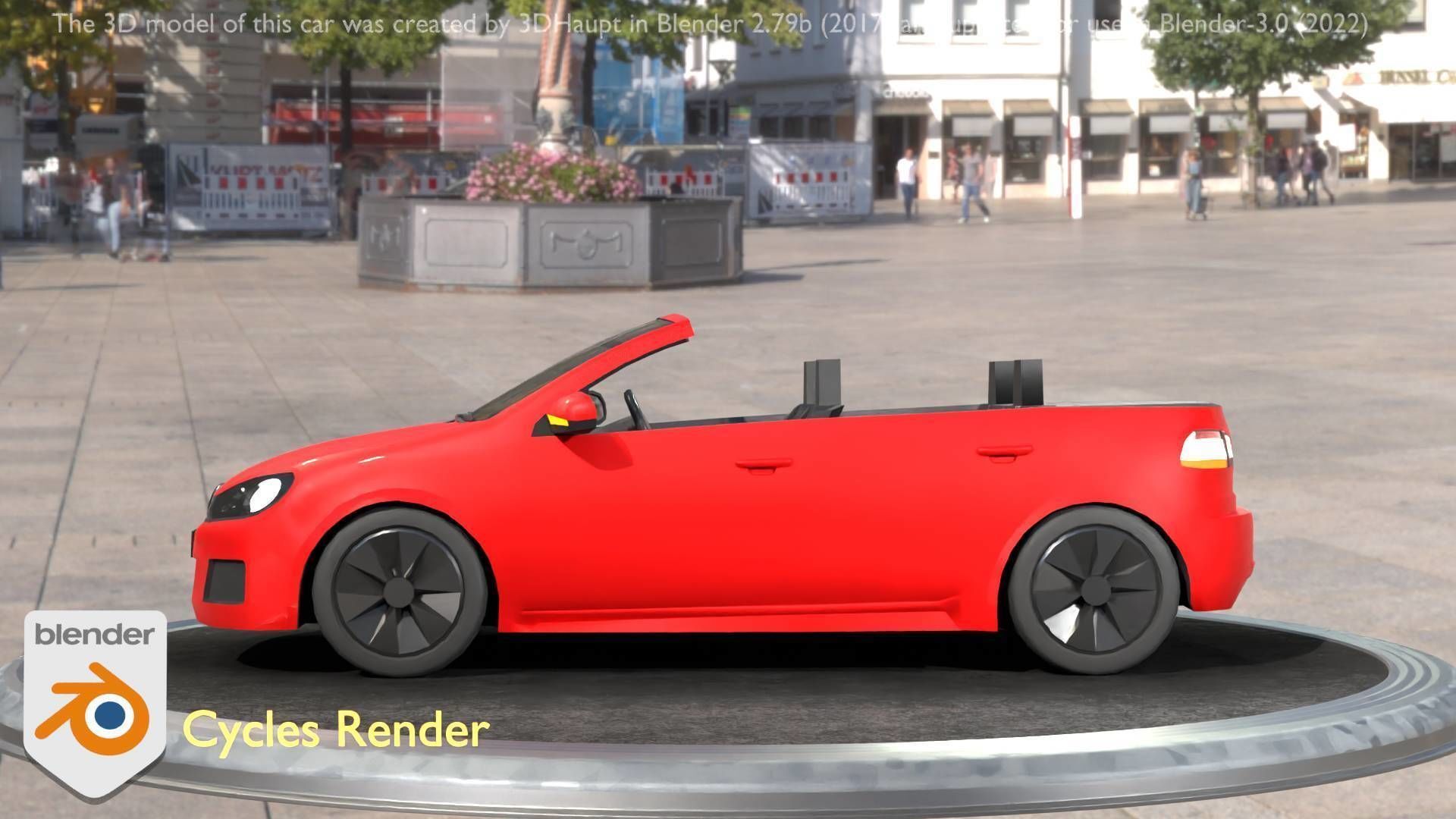 City Car 27 Compact Class Convertible Open Type-C Red Low-poly 3D model_57