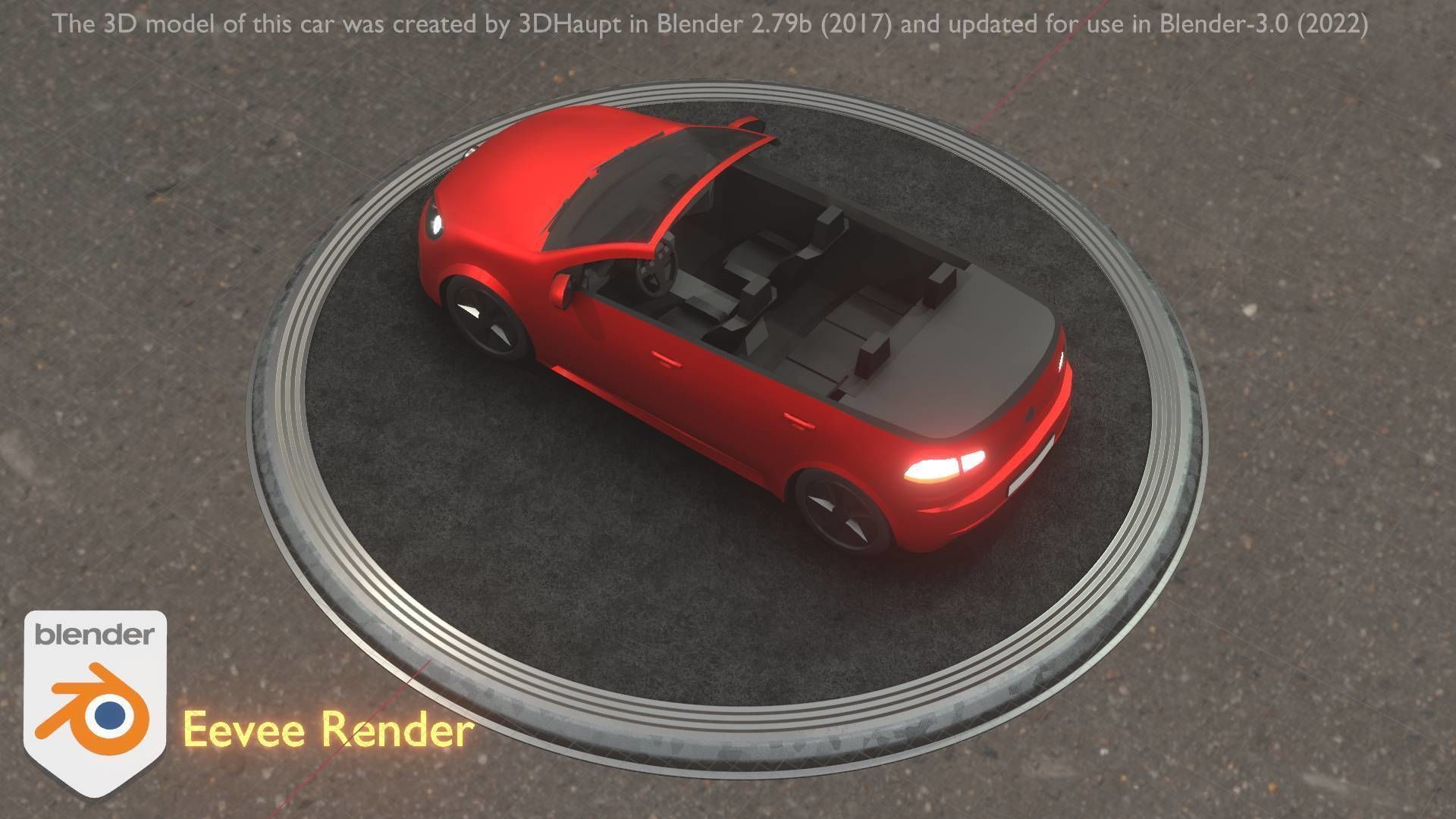 City Car 27 Compact Class Convertible Open Type-C Red Low-poly 3D model_53