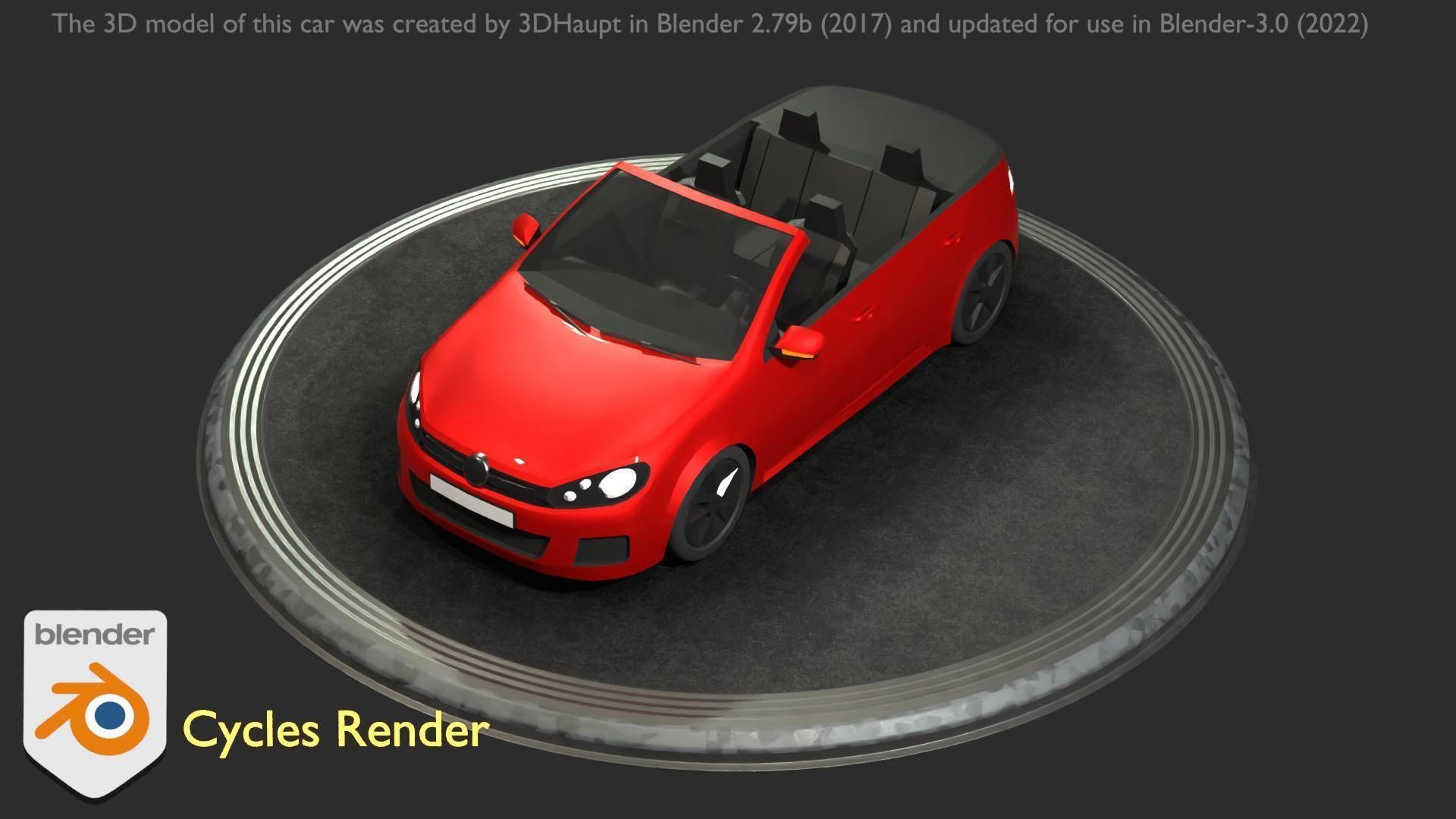 City Car 27 Compact Class Convertible Open Type-C Red Low-poly 3D model_8