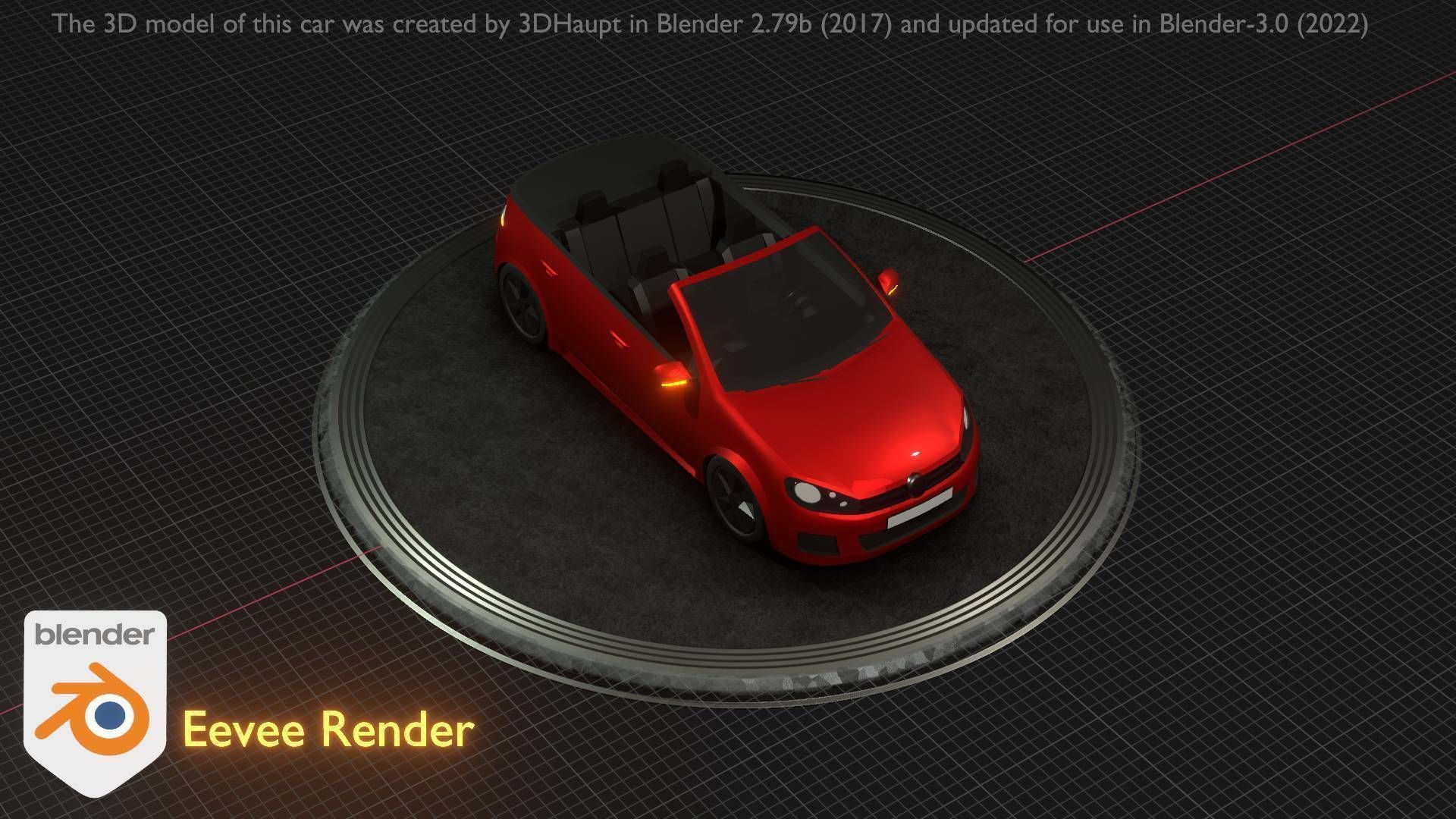 City Car 27 Compact Class Convertible Open Type-C Red Low-poly 3D model_38