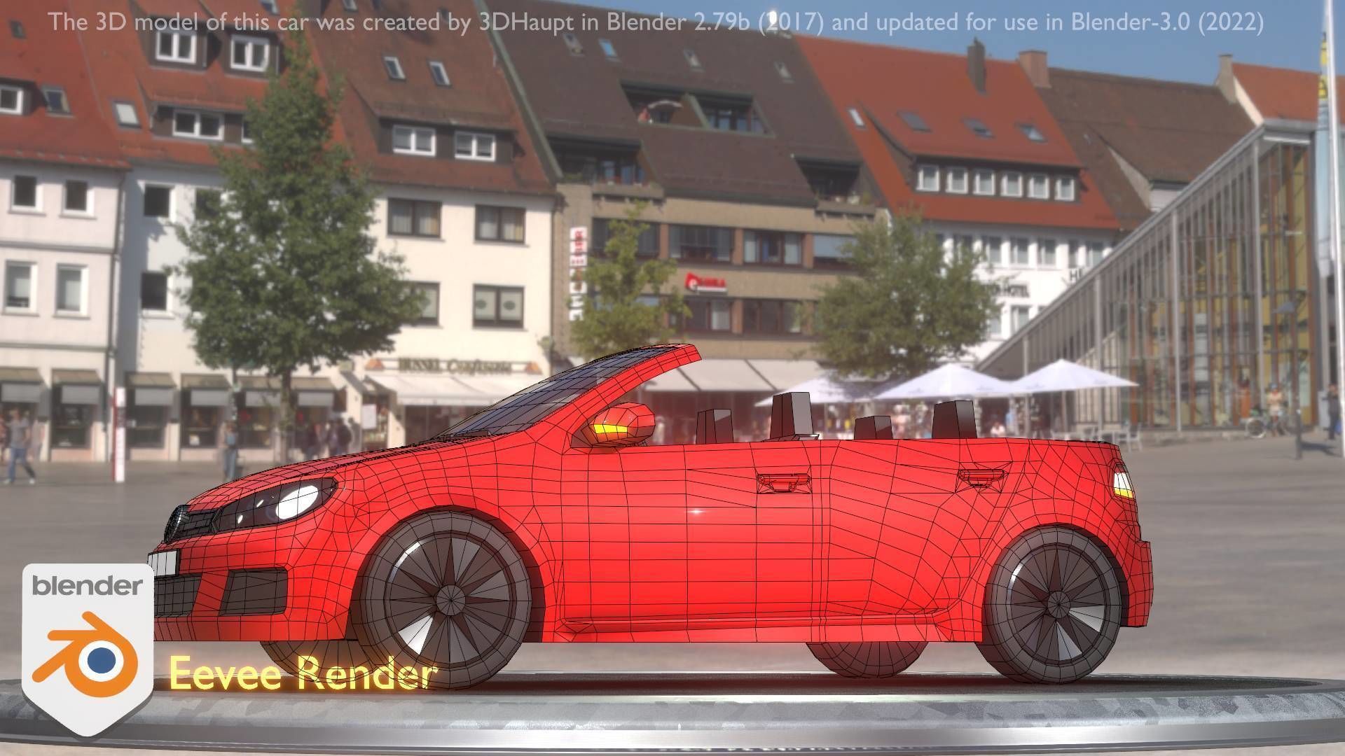 City Car 27 Compact Class Convertible Open Type-C Red Low-poly 3D model_4