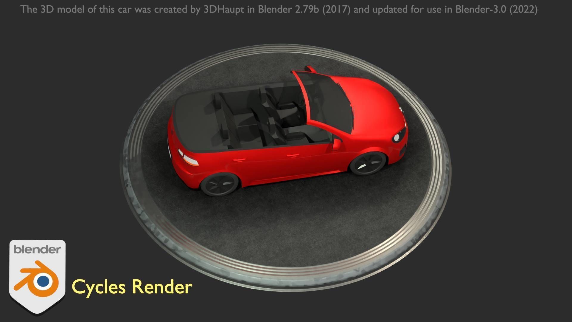 City Car 27 Compact Class Convertible Open Type-C Red Low-poly 3D model_30