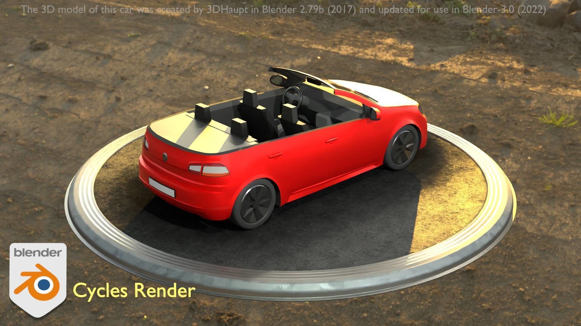 City Car 27 Compact Class Convertible Open Type-C Red Low-poly 3D model_10