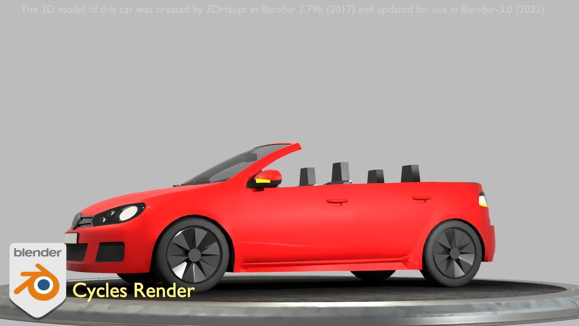 City Car 27 Compact Class Convertible Open Type-C Red Low-poly 3D model_11