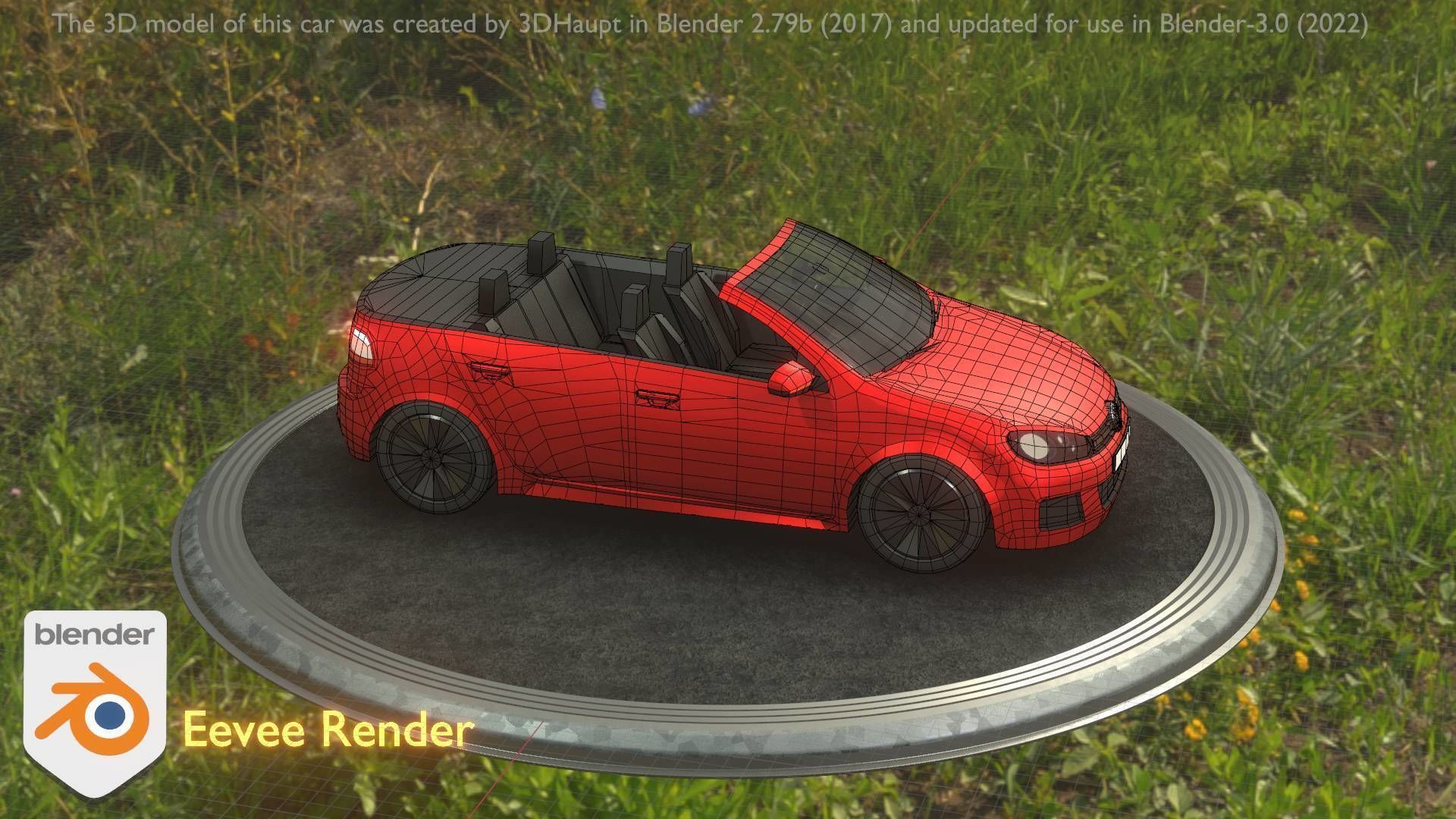 City Car 27 Compact Class Convertible Open Type-C Red Low-poly 3D model_26