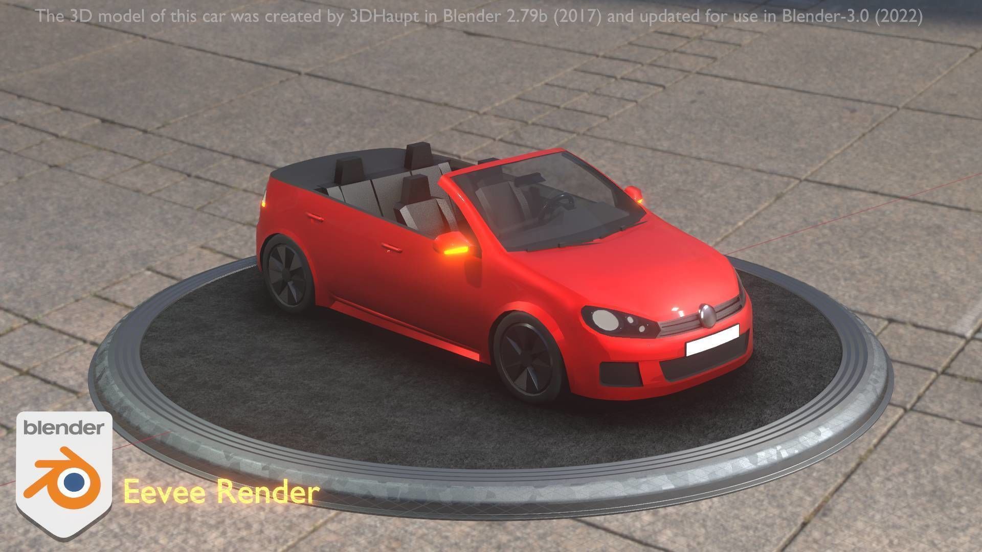City Car 27 Compact Class Convertible Open Type-C Red Low-poly 3D model_51