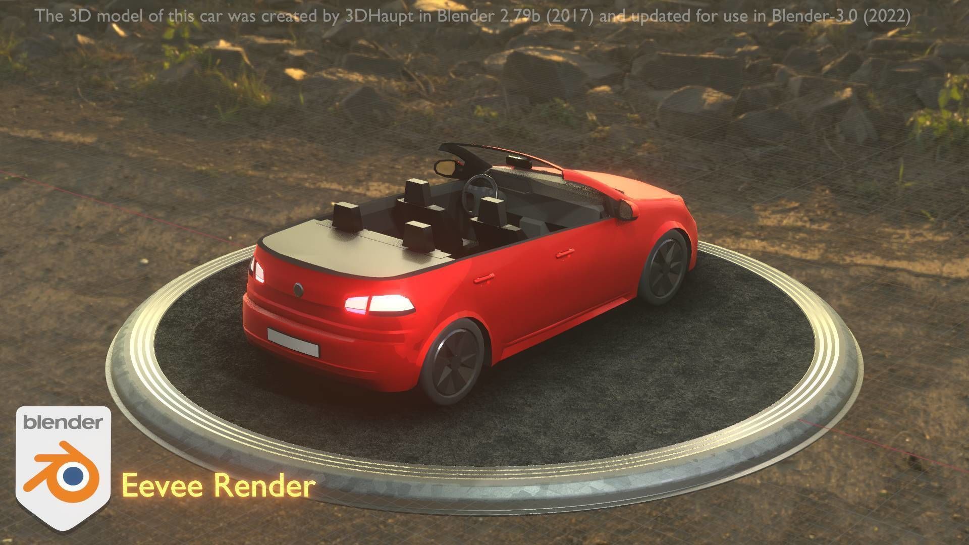 City Car 27 Compact Class Convertible Open Type-C Red Low-poly 3D model_49