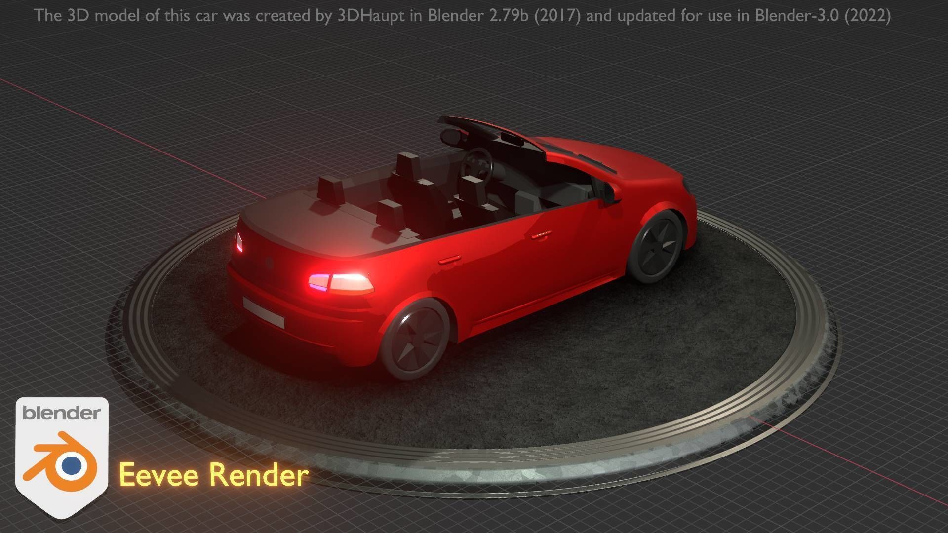 City Car 27 Compact Class Convertible Open Type-C Red Low-poly 3D model_91