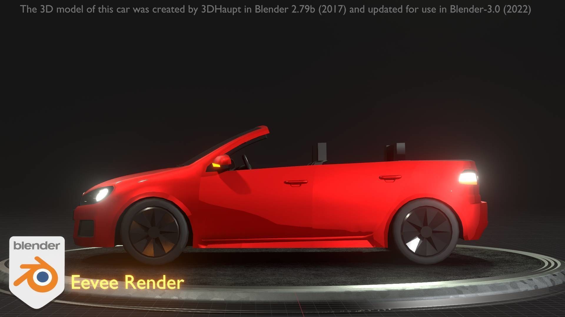 City Car 27 Compact Class Convertible Open Type-C Red Low-poly 3D model_90