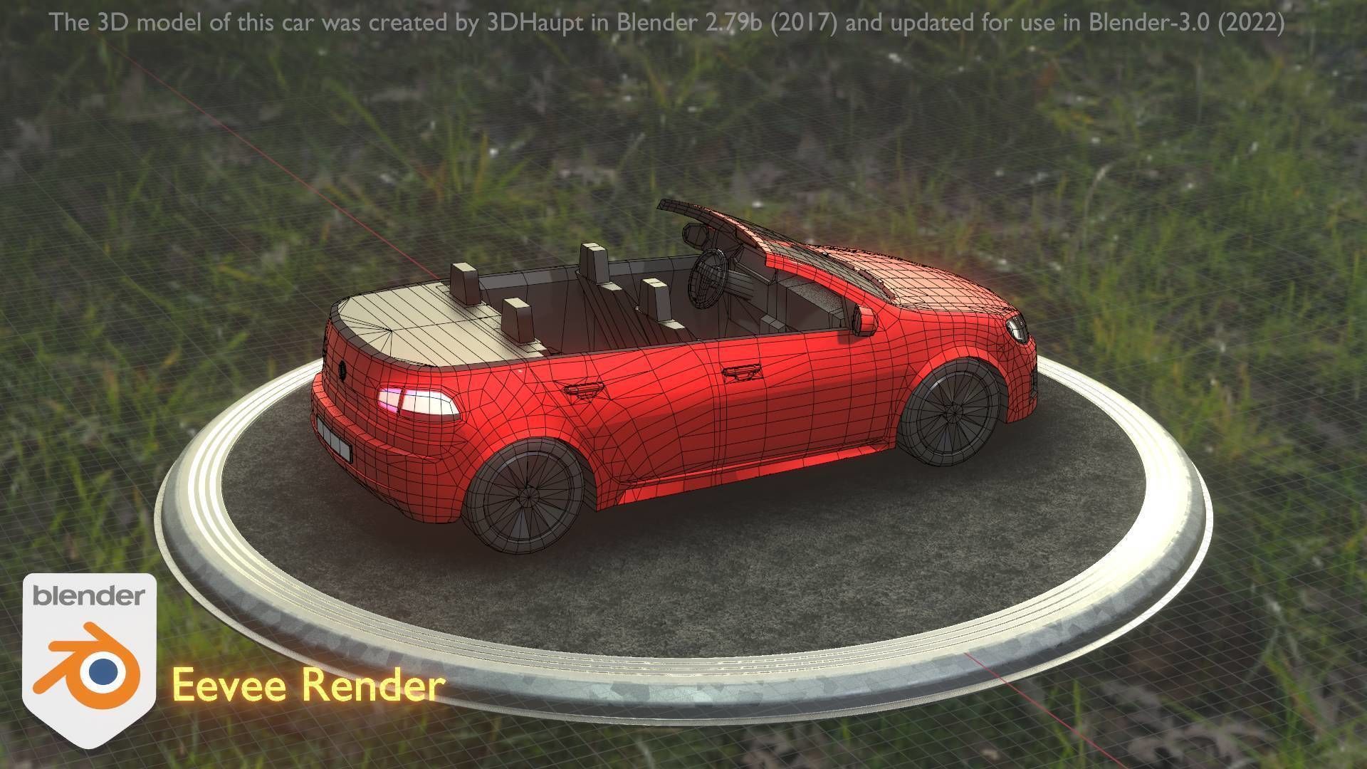 City Car 27 Compact Class Convertible Open Type-C Red Low-poly 3D model_34