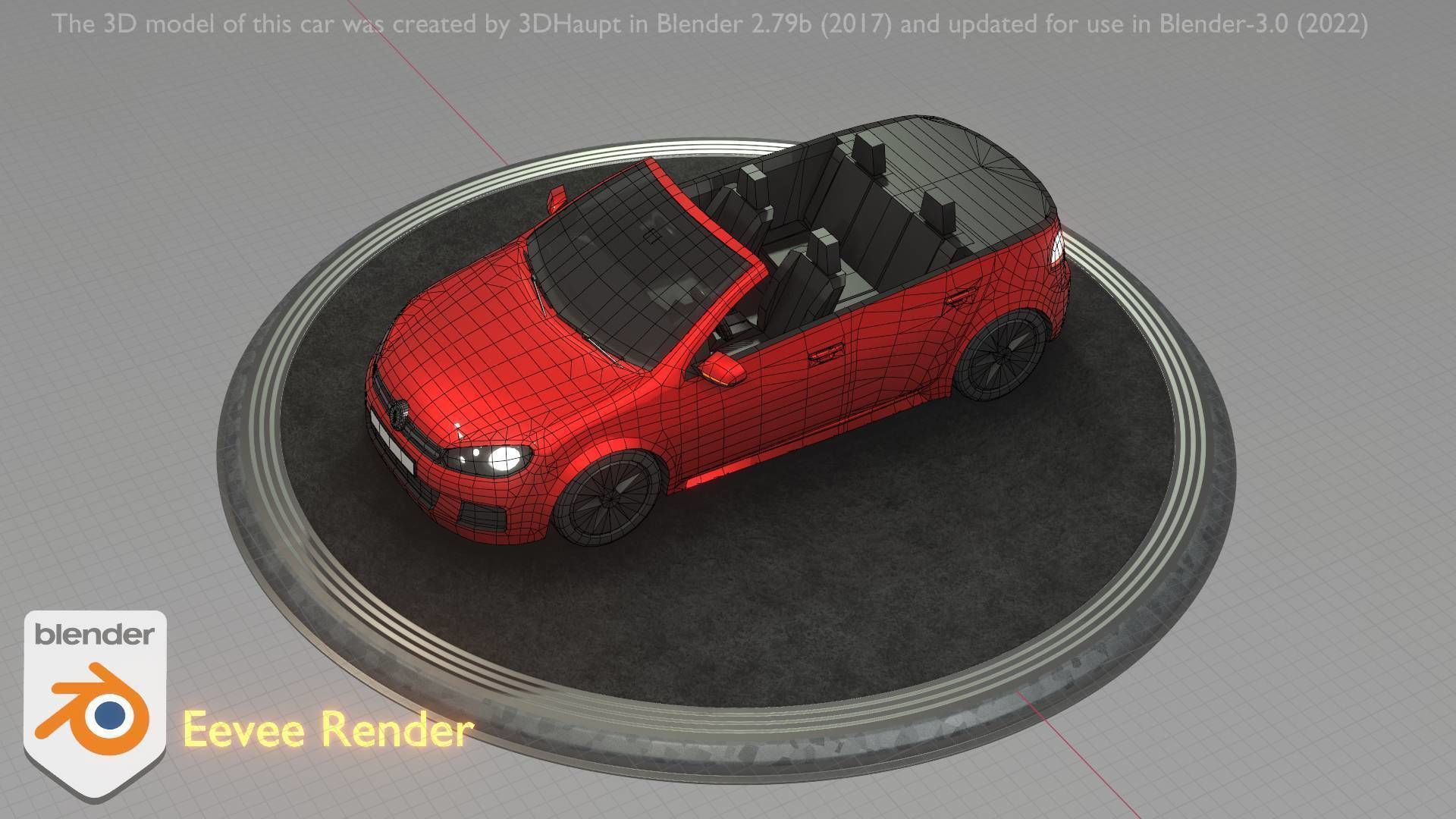 City Car 27 Compact Class Convertible Open Type-C Red Low-poly 3D model_78