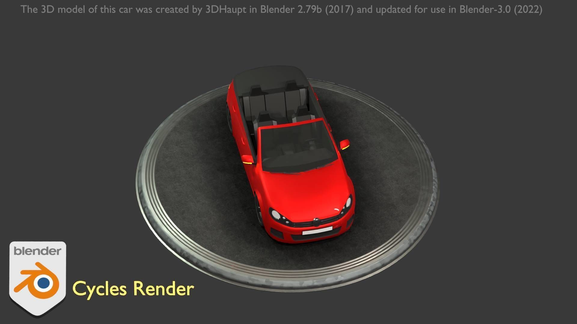 City Car 27 Compact Class Convertible Open Type-C Red Low-poly 3D model_79