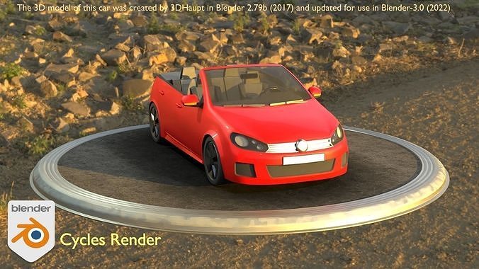 City Car 27 Compact Class Convertible Open Type-C Red Low-poly 3D model