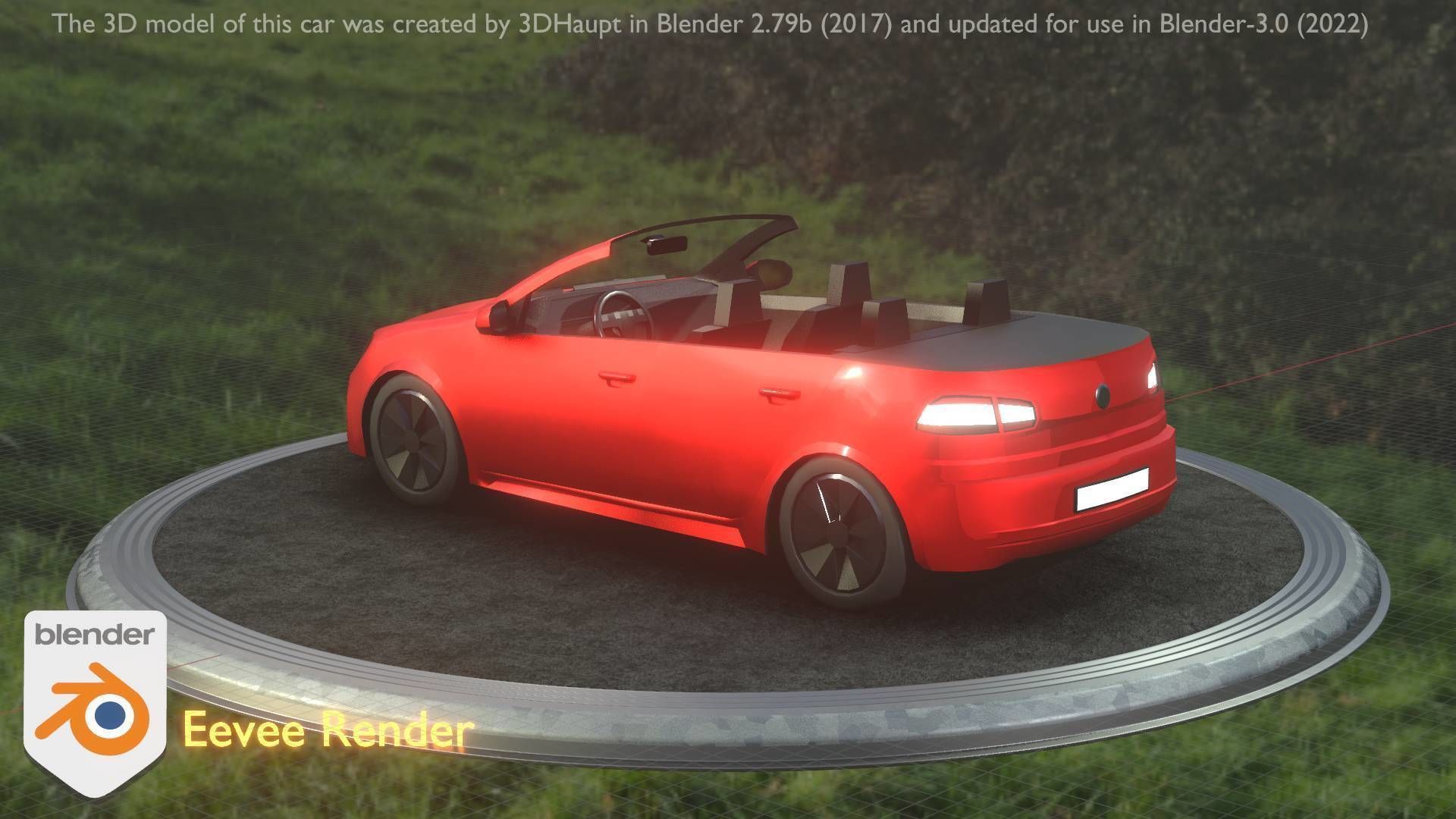 City Car 27 Compact Class Convertible Open Type-C Red Low-poly 3D model_54