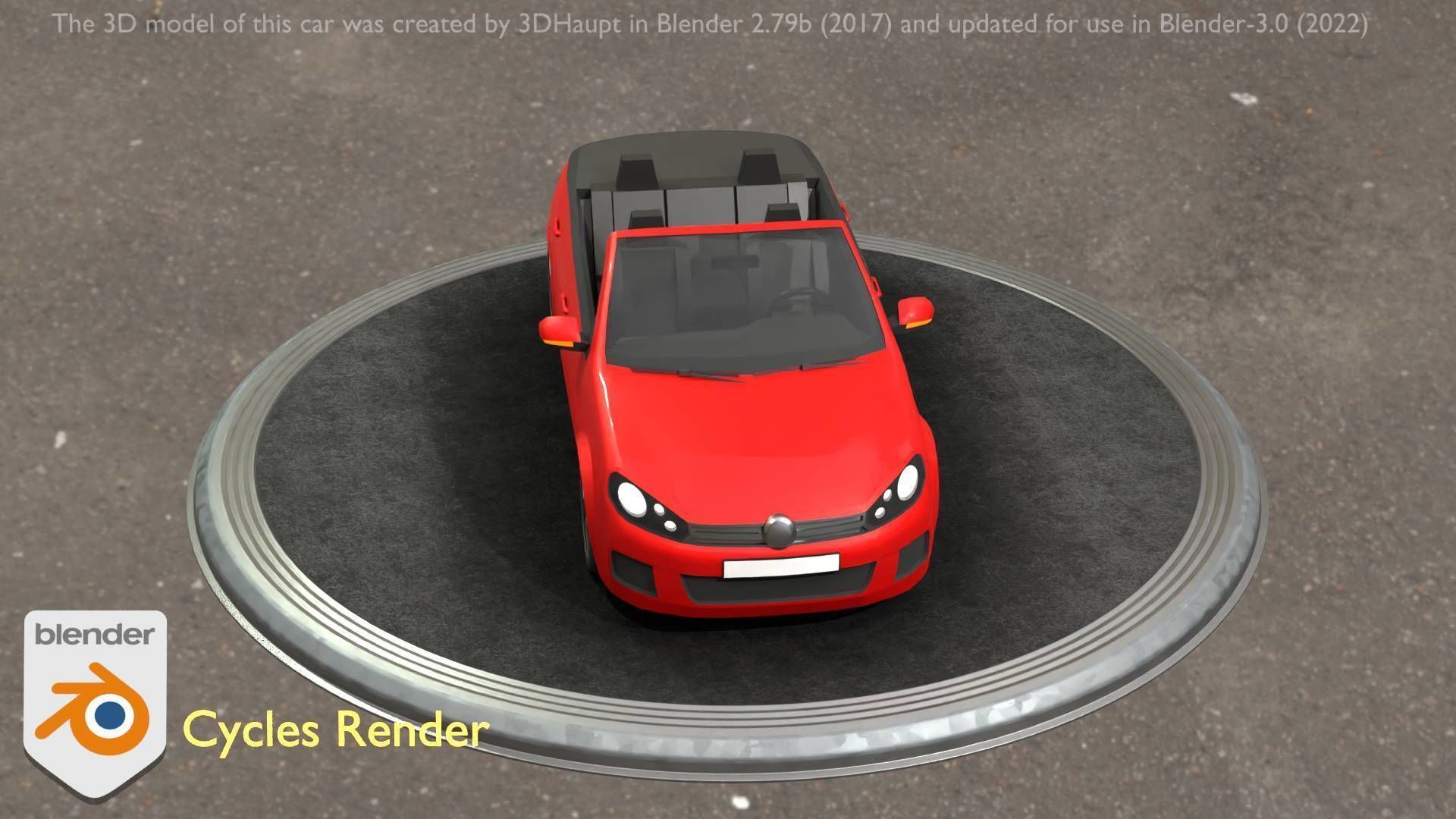 City Car 27 Compact Class Convertible Open Type-C Red Low-poly 3D model_7