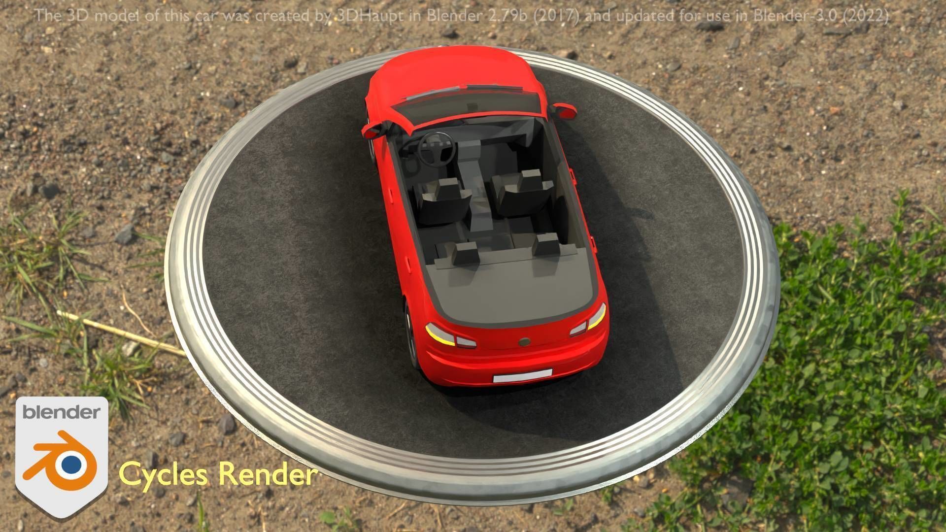 City Car 27 Compact Class Convertible Open Type-C Red Low-poly 3D model_13