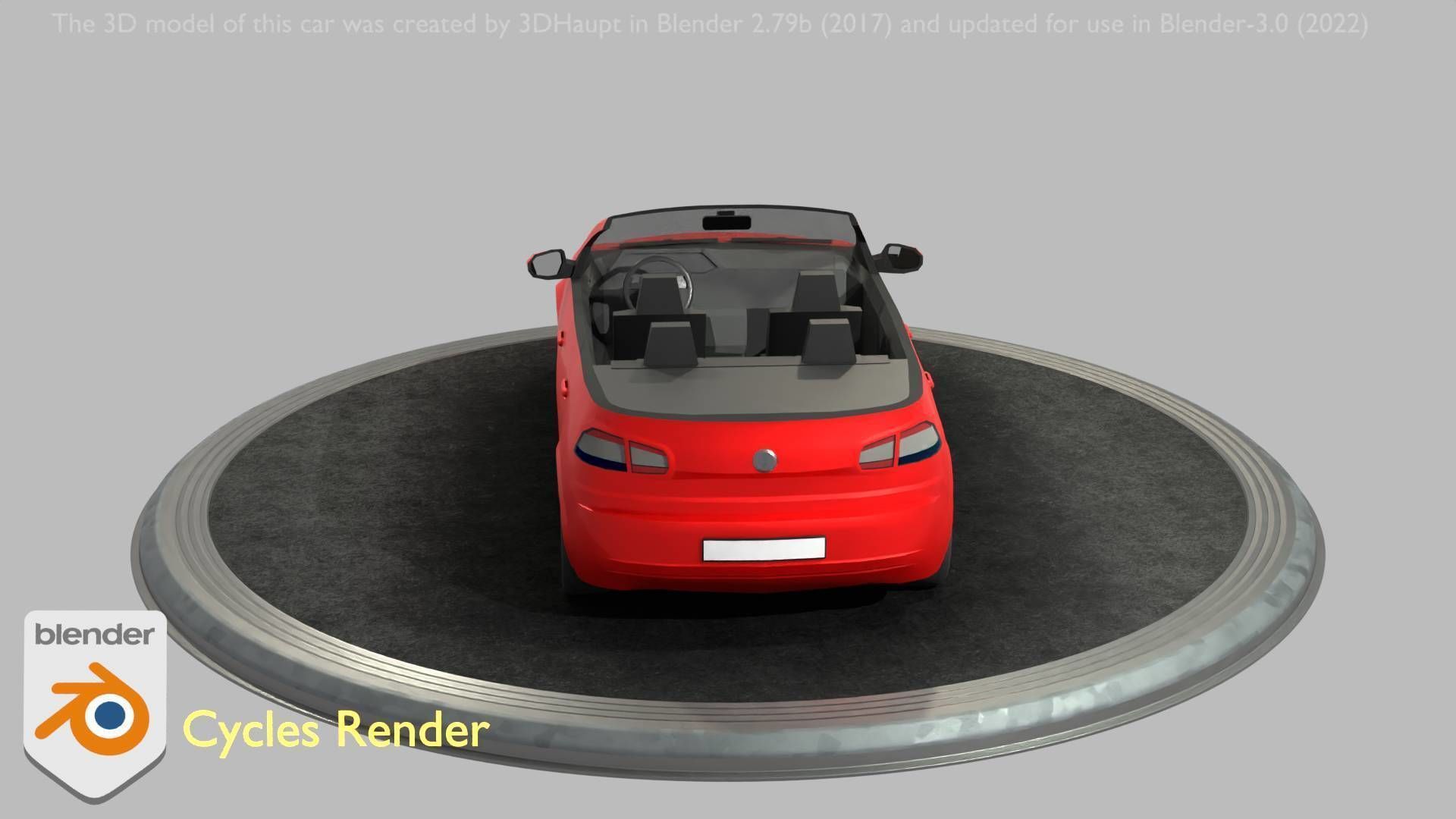 City Car 27 Compact Class Convertible Open Type-C Red Low-poly 3D model_69