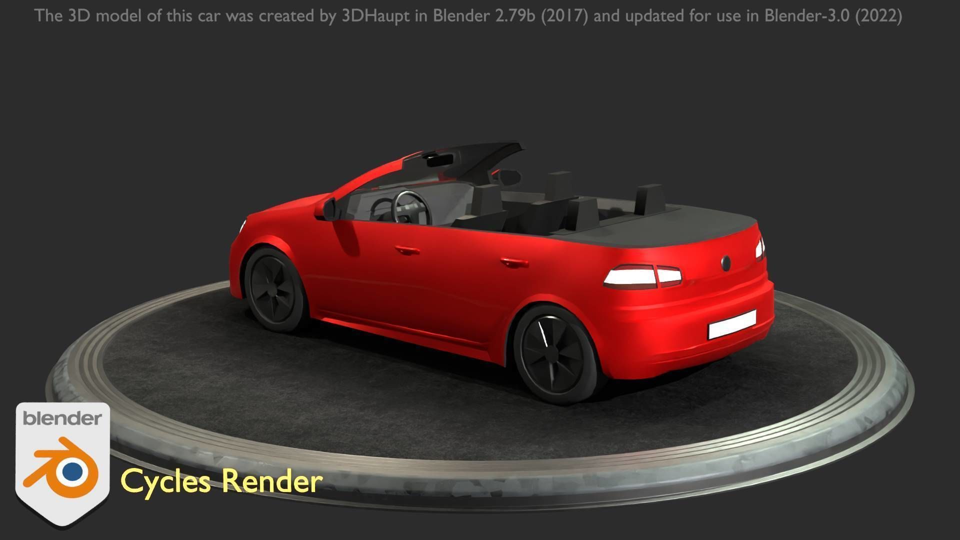 City Car 27 Compact Class Convertible Open Type-C Red Low-poly 3D model_15