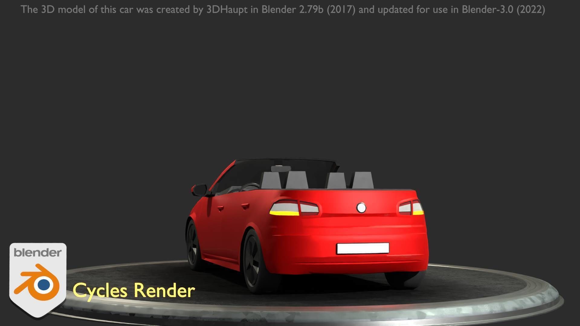 City Car 27 Compact Class Convertible Open Type-C Red Low-poly 3D model_96