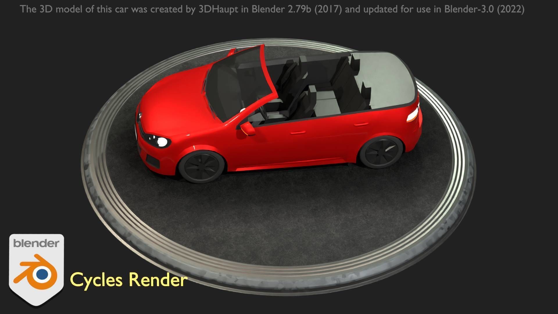City Car 27 Compact Class Convertible Open Type-C Red Low-poly 3D model_73