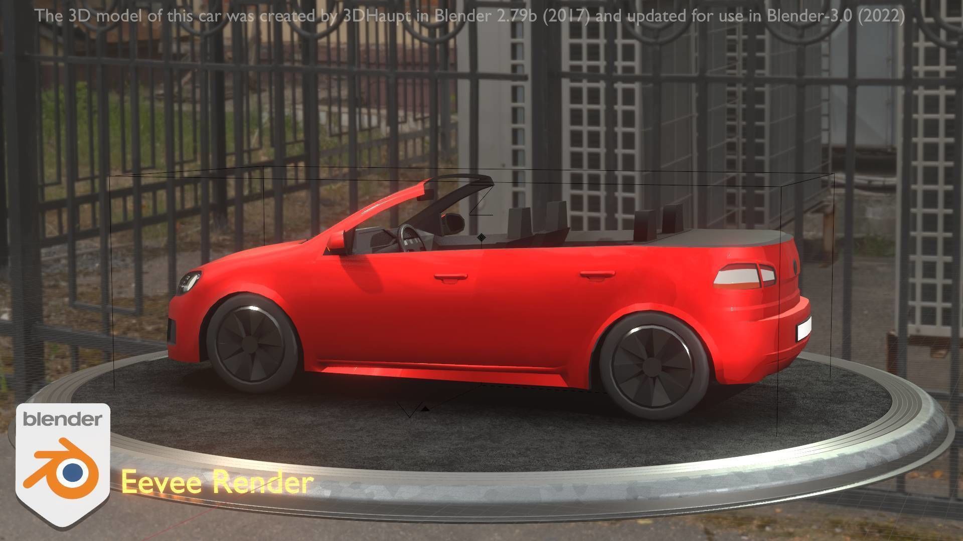 City Car 27 Compact Class Convertible Open Type-C Red Low-poly 3D model_19