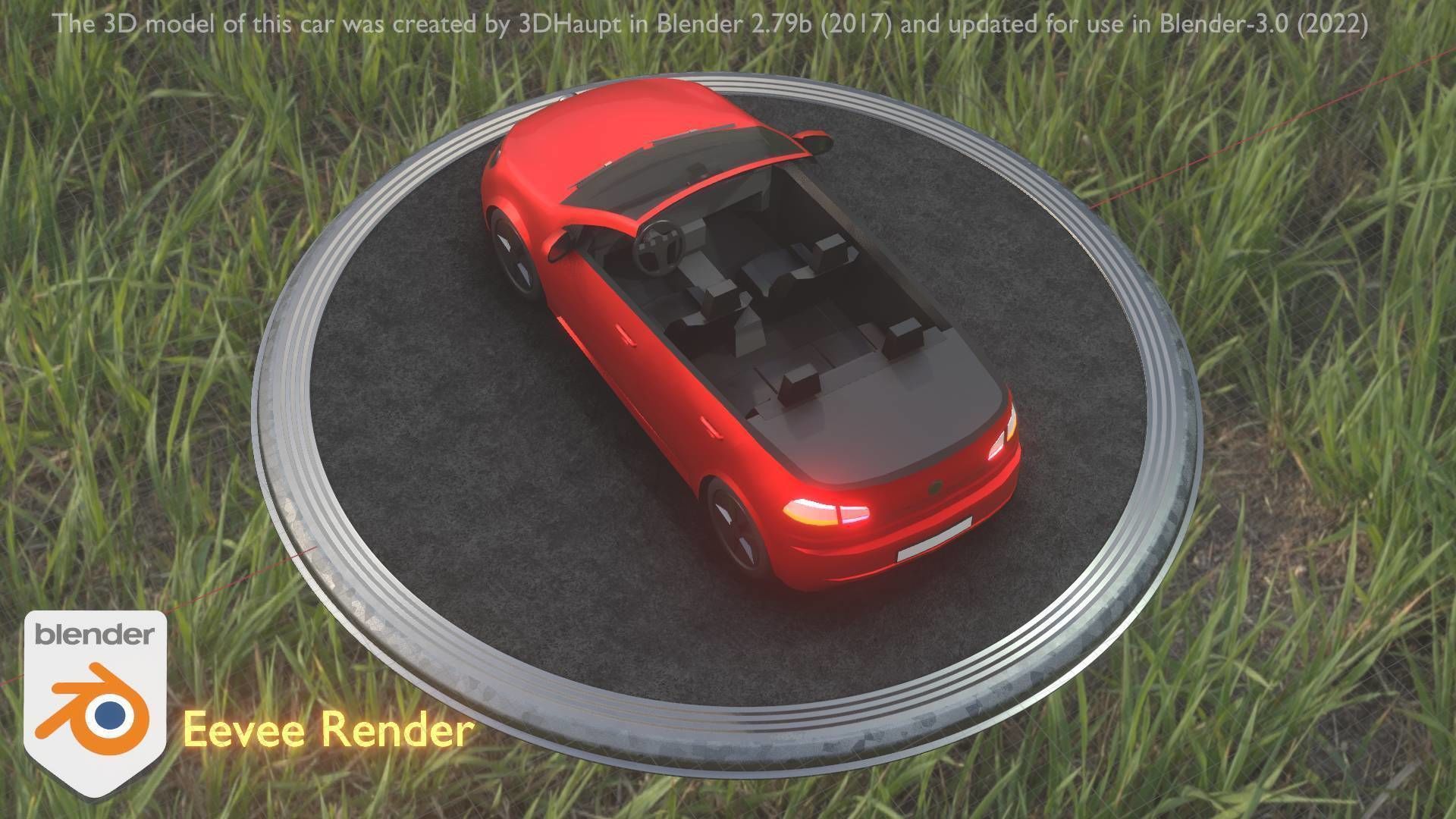 City Car 27 Compact Class Convertible Open Type-C Red Low-poly 3D model_33