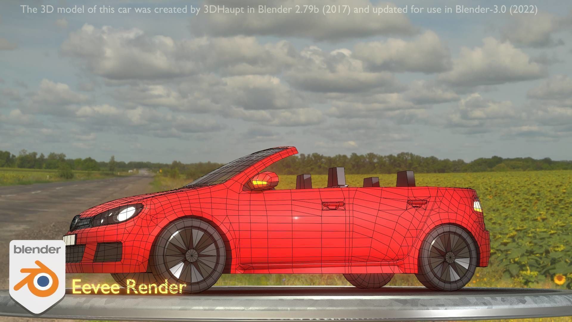 City Car 27 Compact Class Convertible Open Type-C Red Low-poly 3D model_56