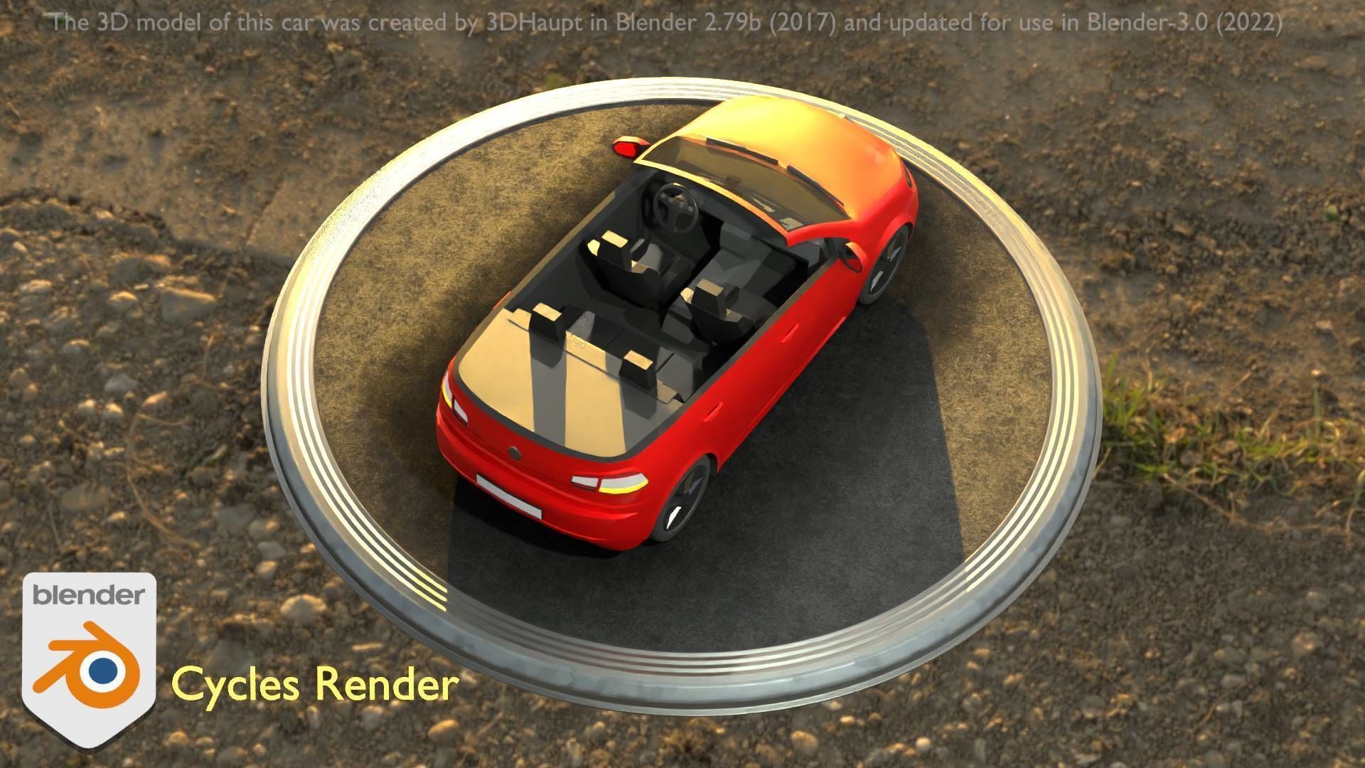 City Car 27 Compact Class Convertible Open Type-C Red Low-poly 3D model_5