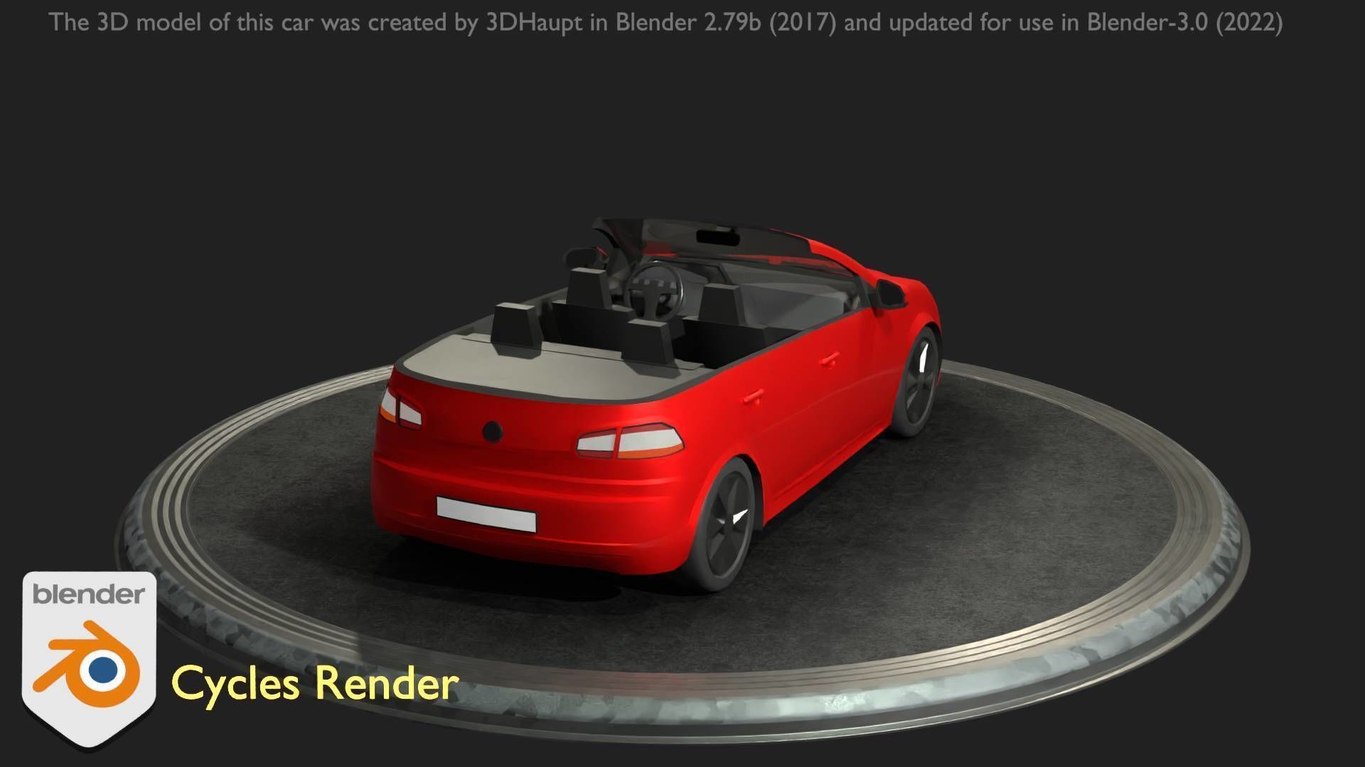 City Car 27 Compact Class Convertible Open Type-C Red Low-poly 3D model_46