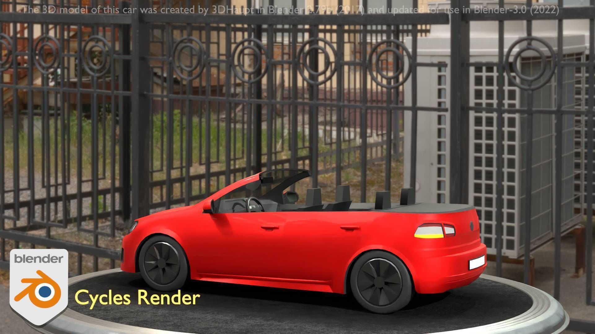 City Car 27 Compact Class Convertible Open Type-C Red Low-poly 3D model_43