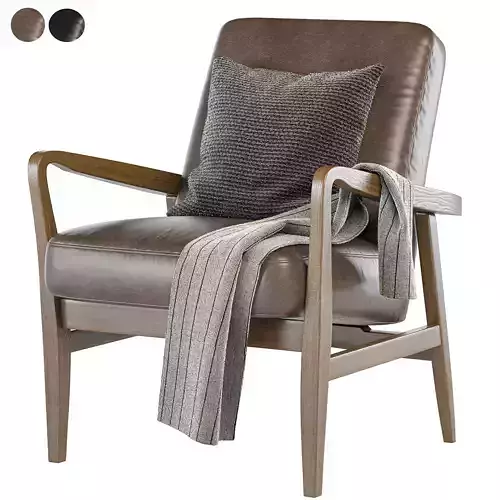 Mid century modern leather armchair 01