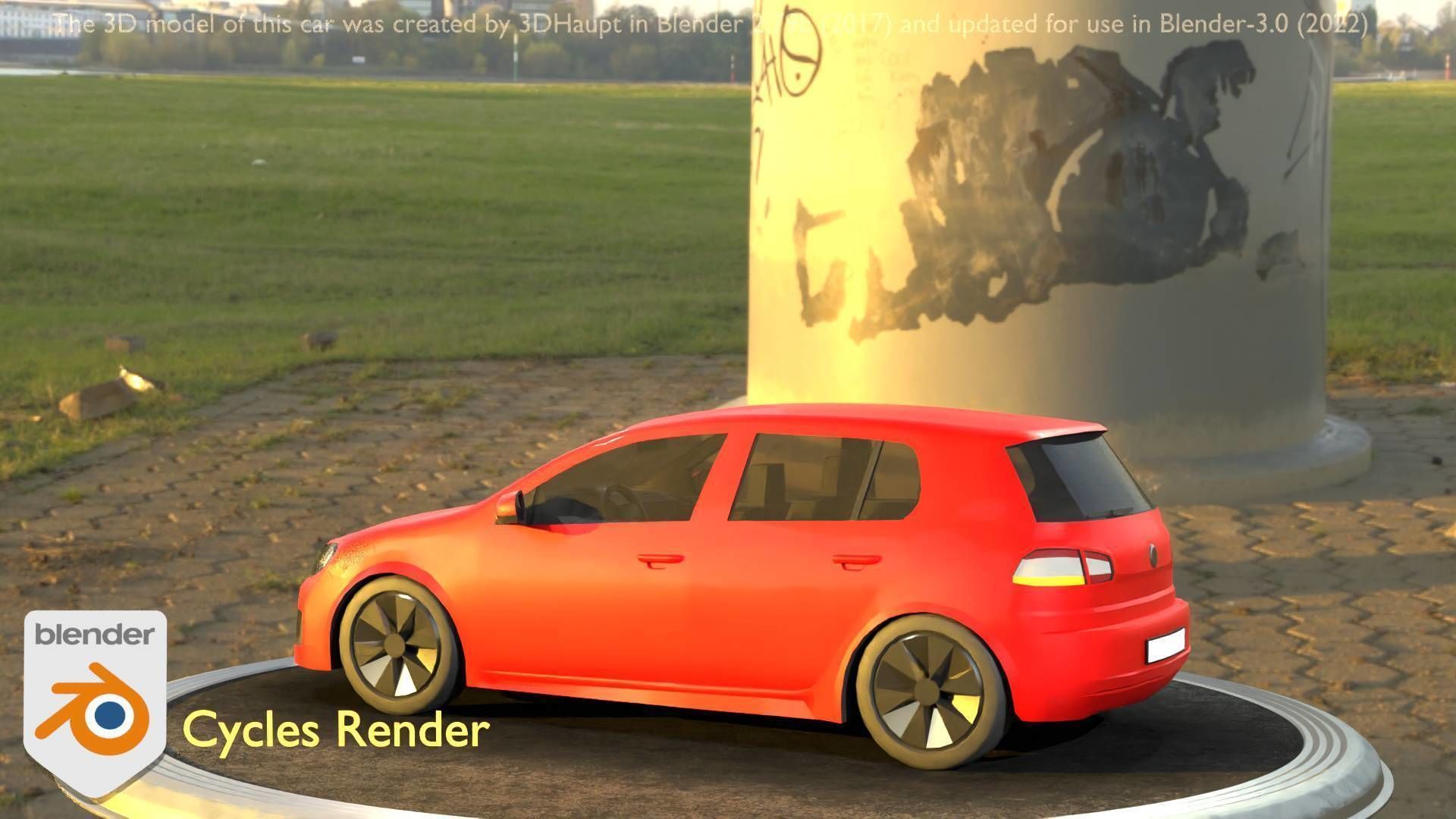 City Car 28 Compact Class Type-C Red Low-poly 3D model_21