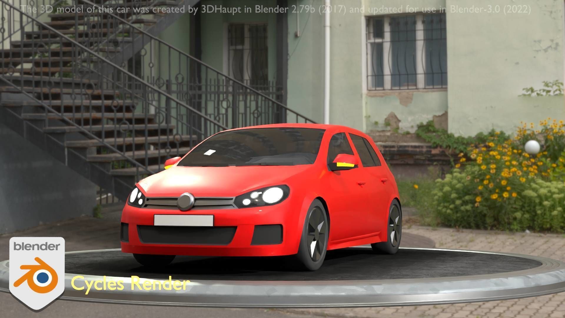City Car 28 Compact Class Type-C Red Low-poly 3D model_8