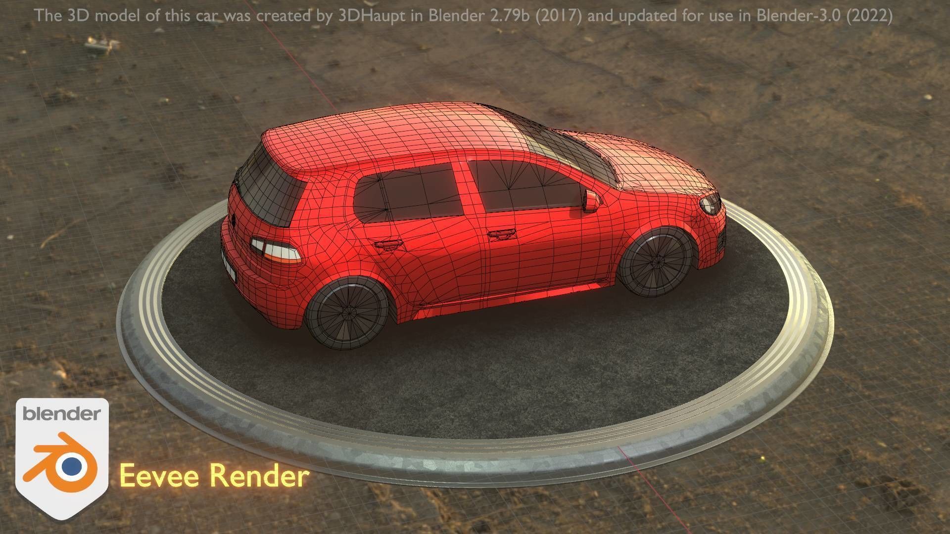 City Car 28 Compact Class Type-C Red Low-poly 3D model_94