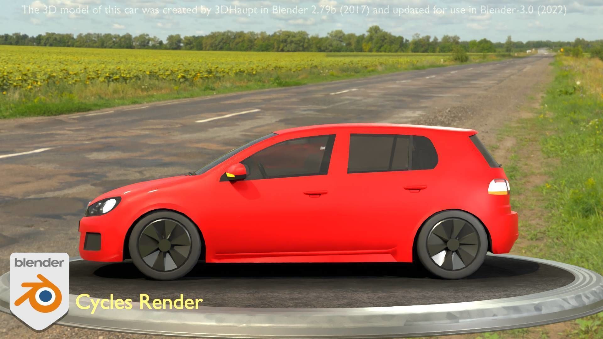 City Car 28 Compact Class Type-C Red Low-poly 3D model_99