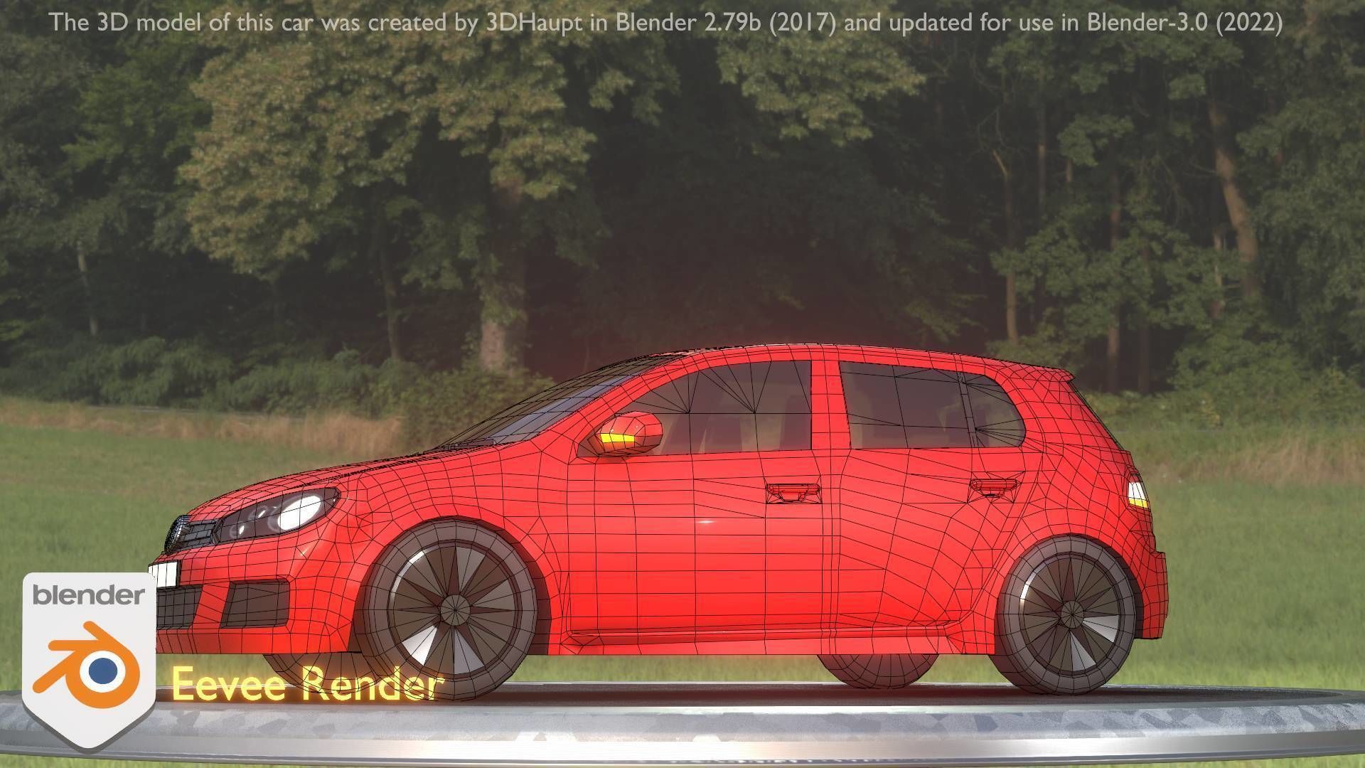 City Car 28 Compact Class Type-C Red Low-poly 3D model_14