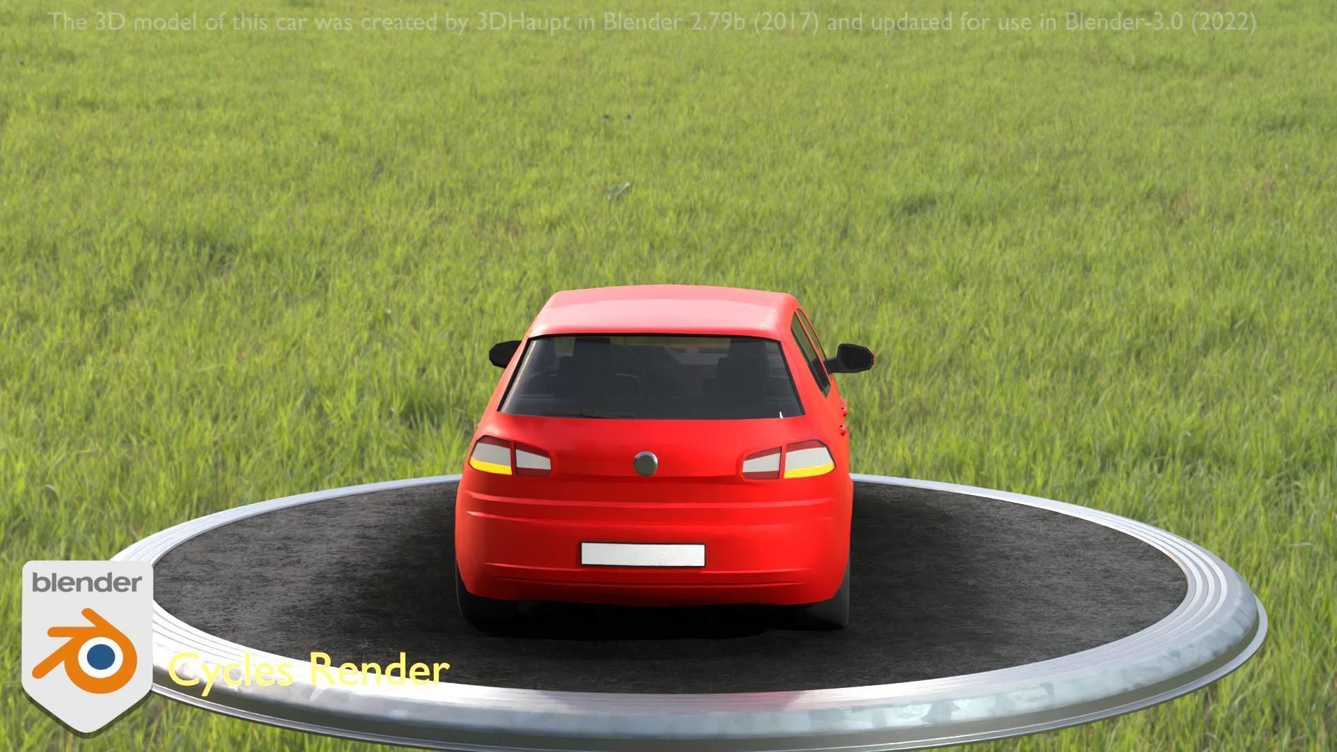 City Car 28 Compact Class Type-C Red Low-poly 3D model_91