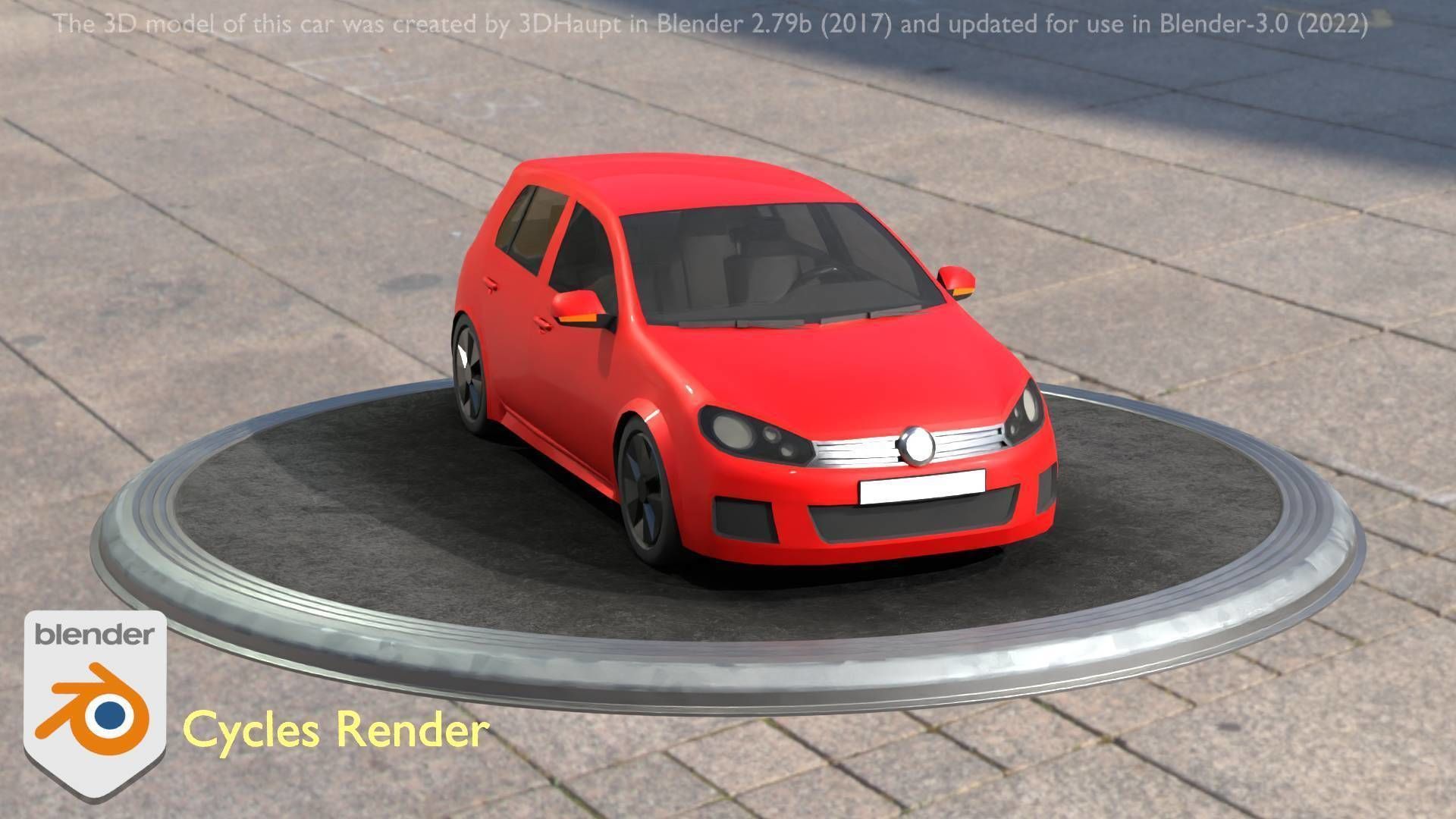 City Car 28 Compact Class Type-C Red Low-poly 3D model_6