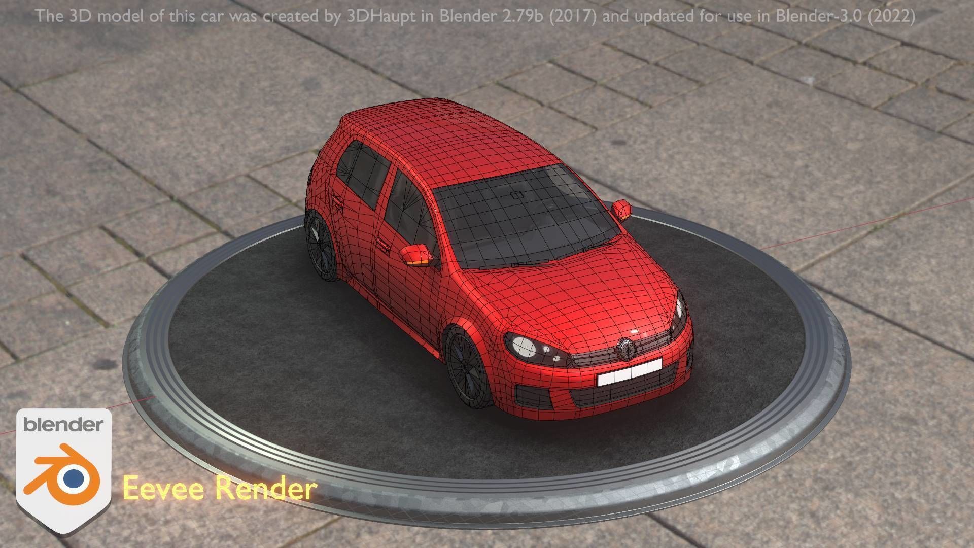 City Car 28 Compact Class Type-C Red Low-poly 3D model_16