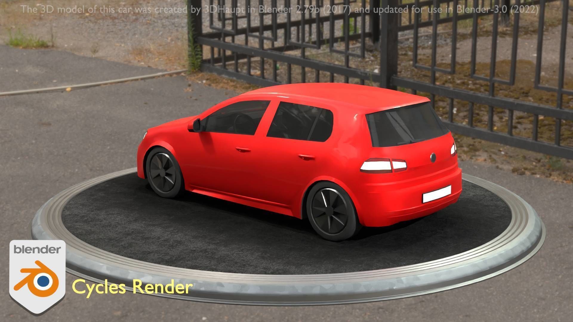 City Car 28 Compact Class Type-C Red Low-poly 3D model_22
