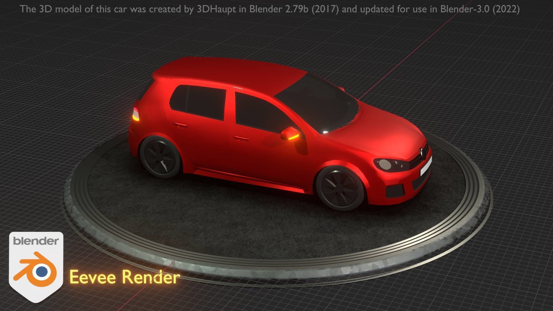 City Car 28 Compact Class Type-C Red Low-poly 3D model_96