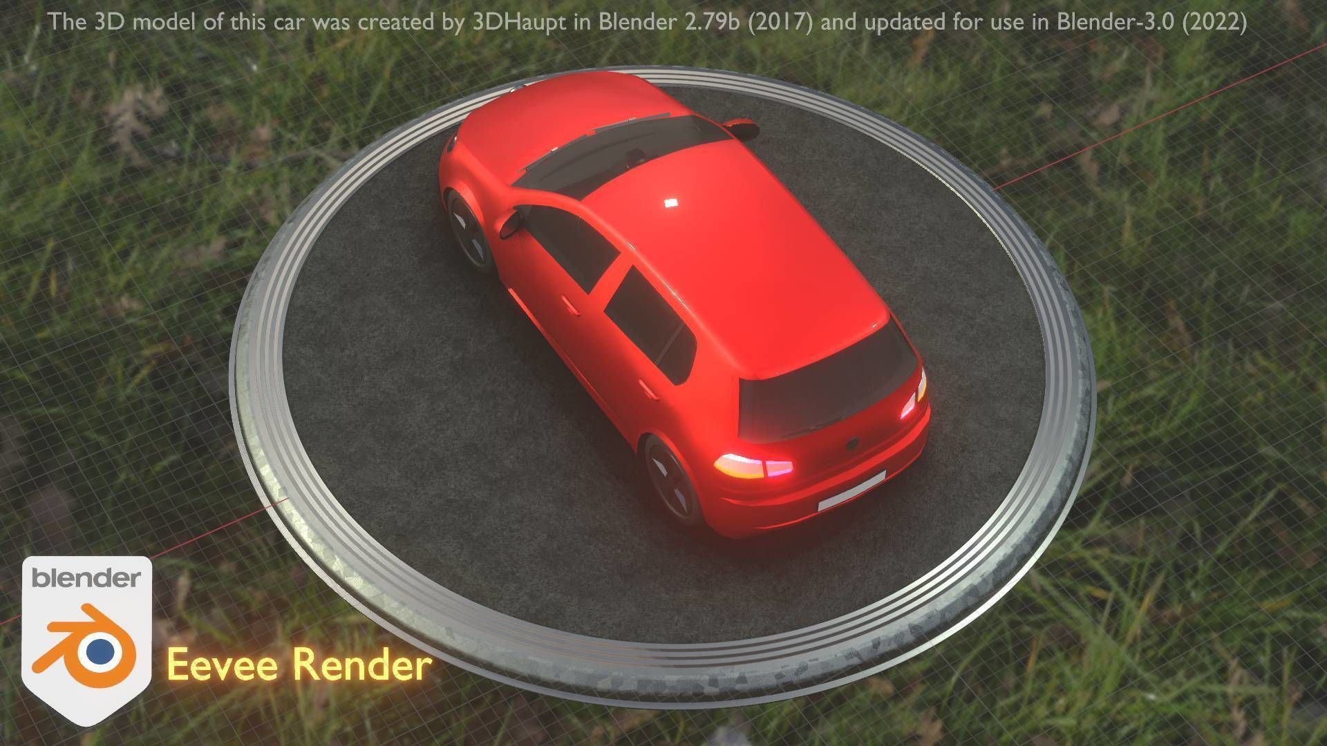 City Car 28 Compact Class Type-C Red Low-poly 3D model_18