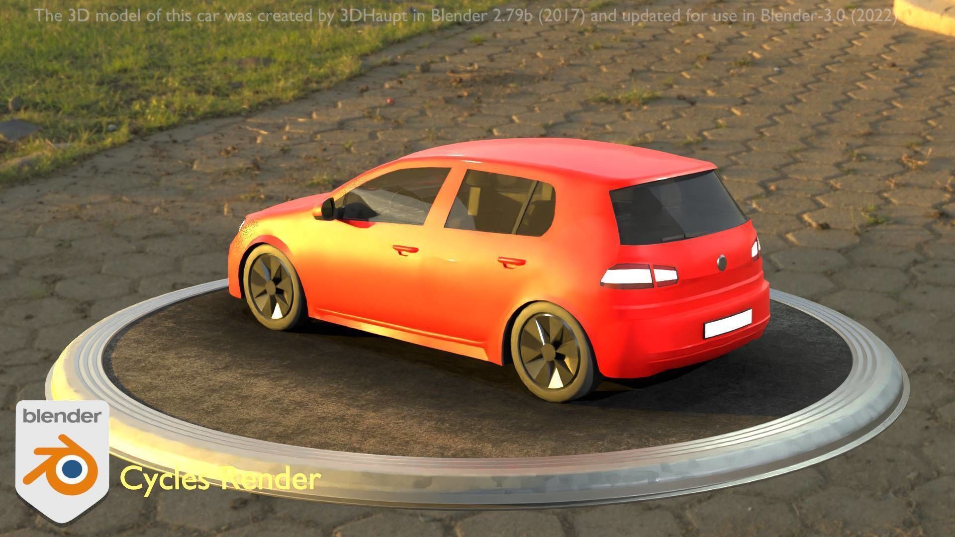 City Car 28 Compact Class Type-C Red Low-poly 3D model_101