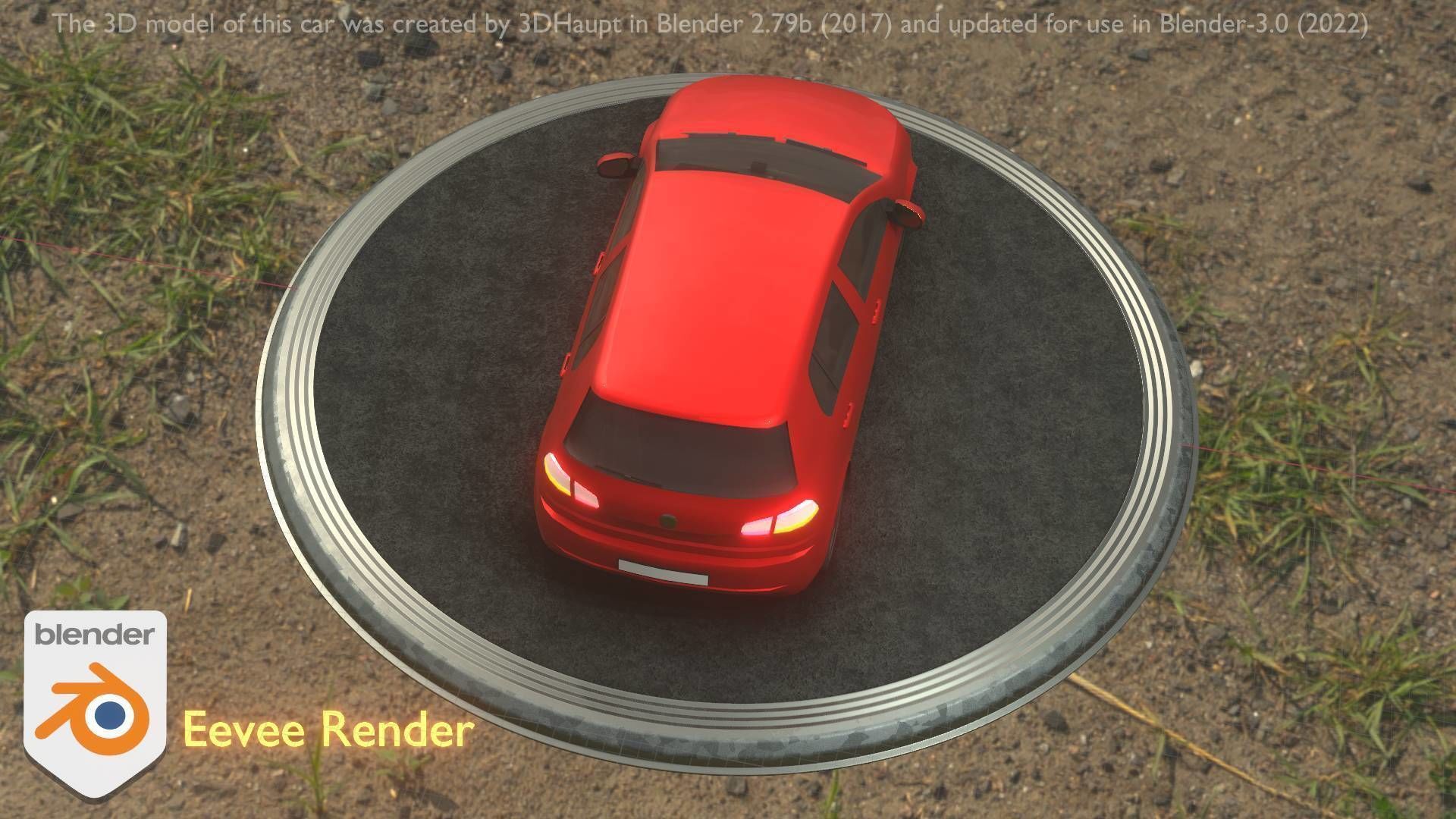 City Car 28 Compact Class Type-C Red Low-poly 3D model_19