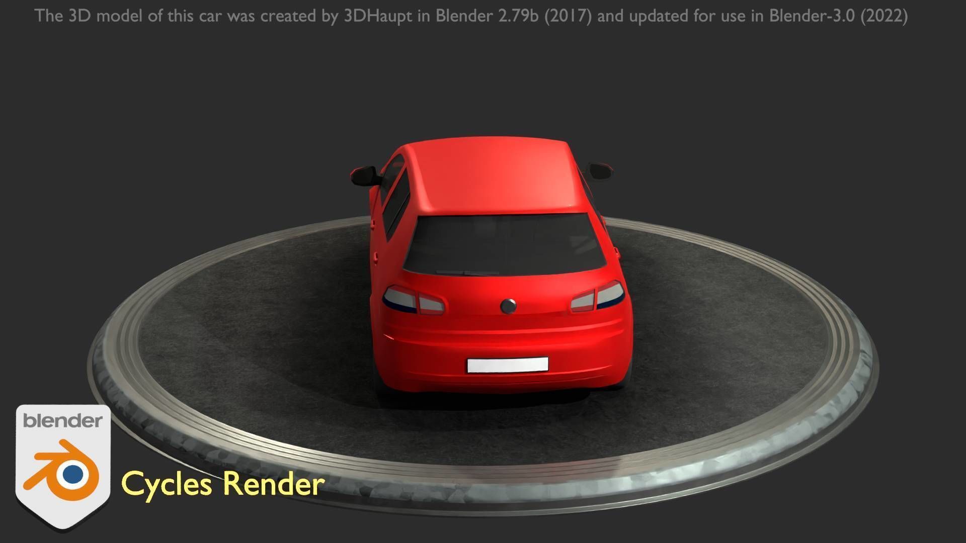 City Car 28 Compact Class Type-C Red Low-poly 3D model_24