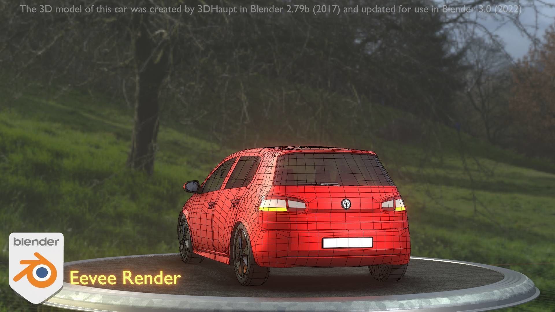 City Car 28 Compact Class Type-C Red Low-poly 3D model_90