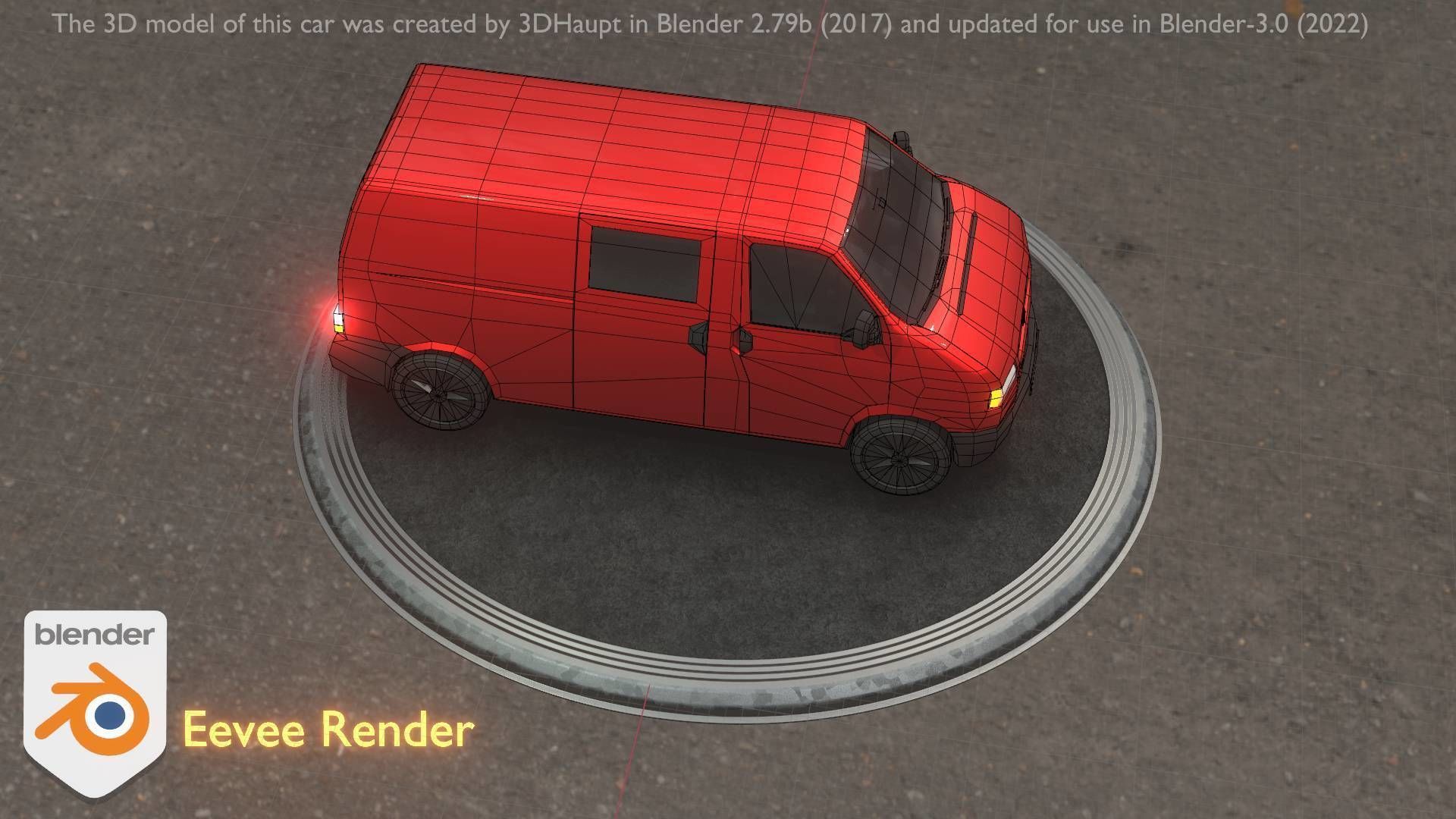 City Car 29 Commercial Transporter Type-C Red Low-poly 3D model_31