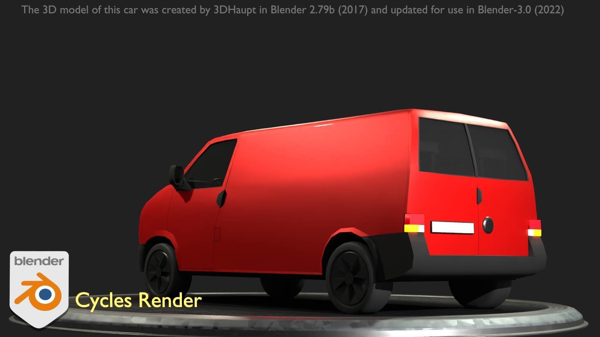 City Car 29 Commercial Transporter Type-C Red Low-poly 3D model_85